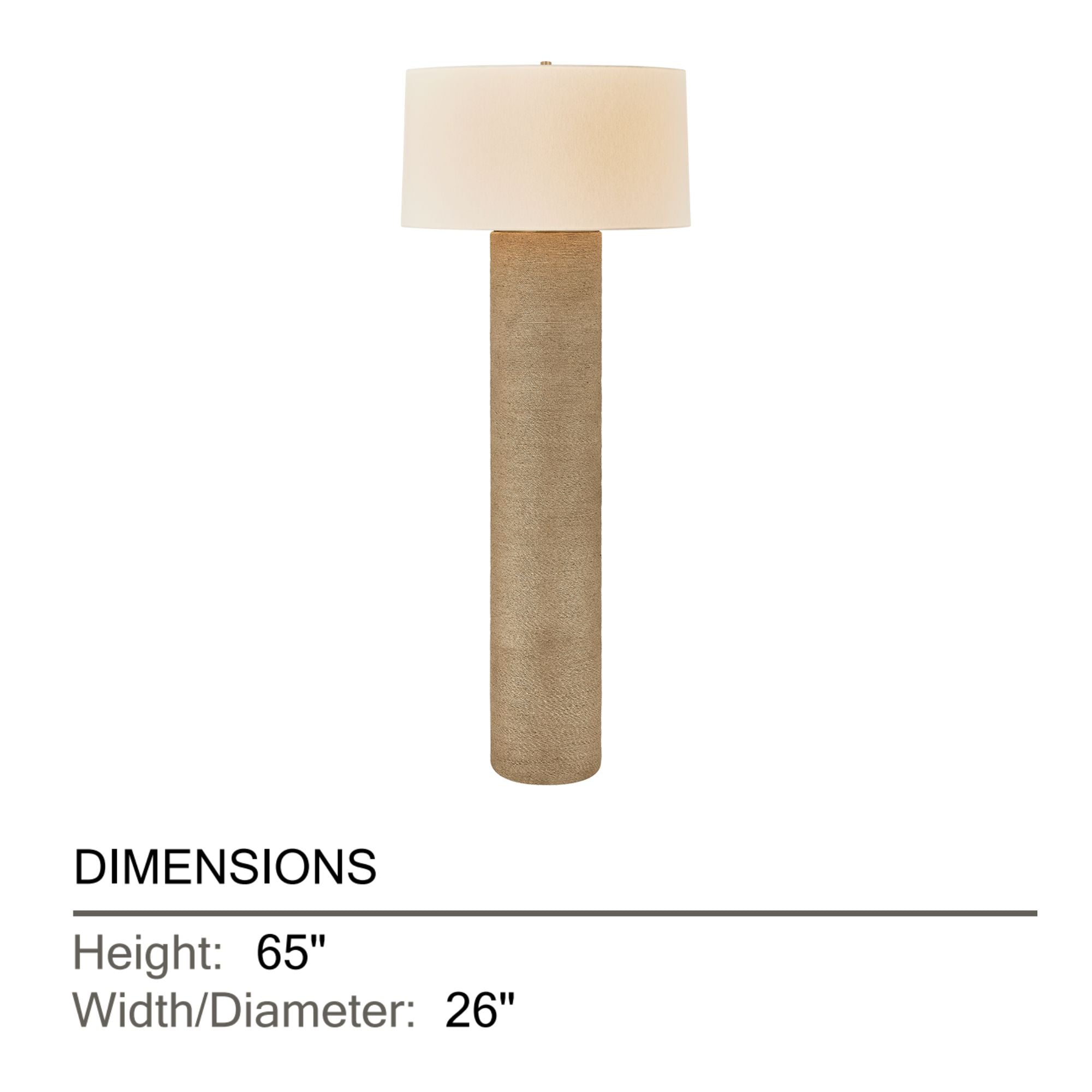 Troy Roan Floor Lamp, Patina Brass, Natural Woven Shade