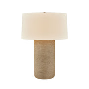Troy Roan 31 in. Table Lamp, Patina Brass, Natural Woven Shade