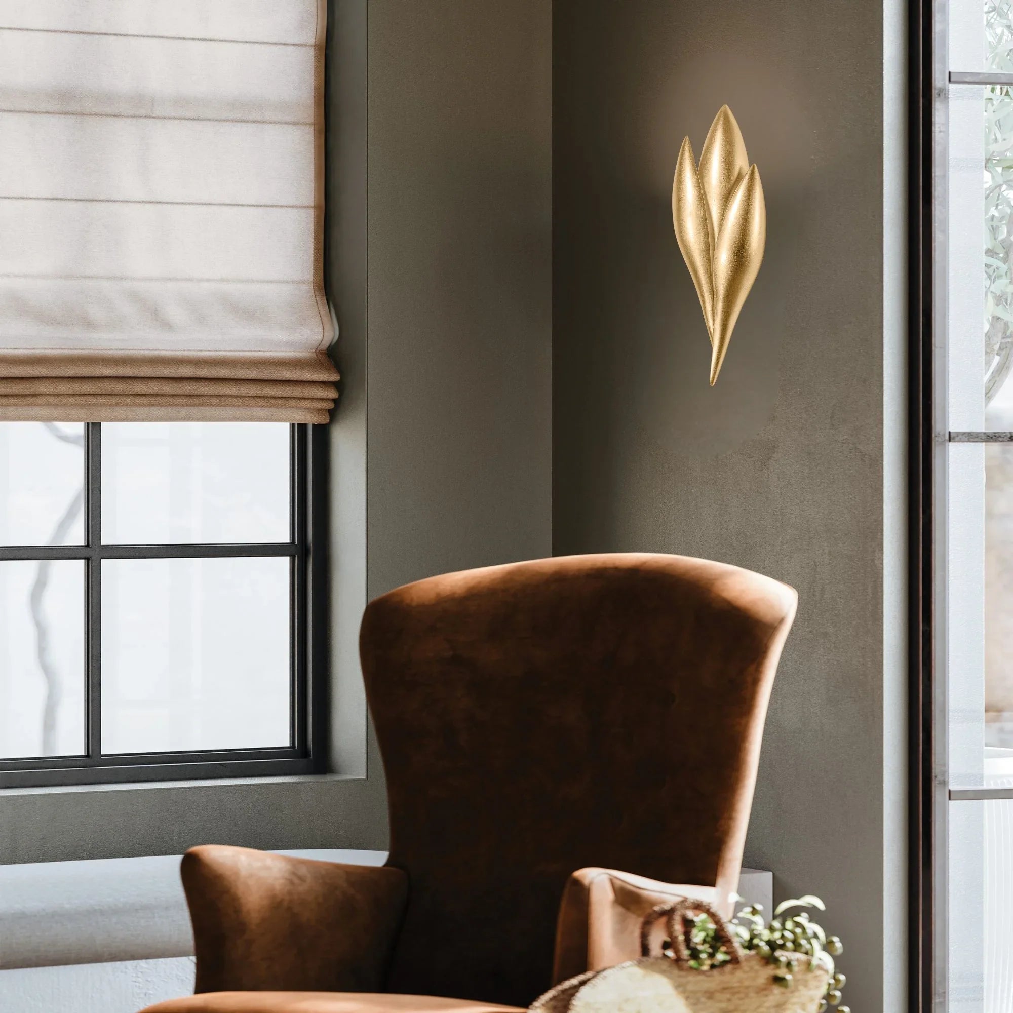 Rose 18" Wall Sconce, Vintage Gold Leaf Finish