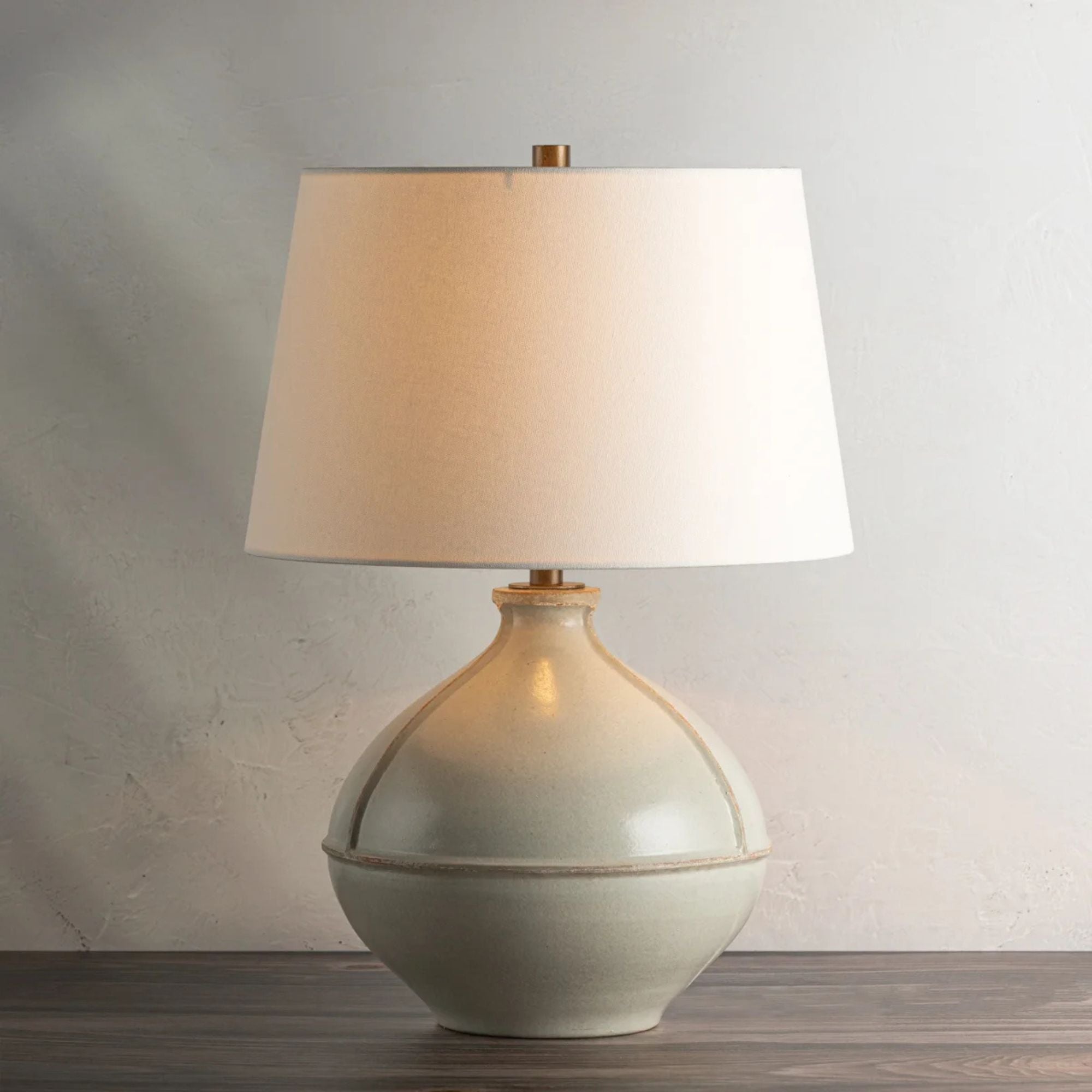 Salvage 24" Table Lamp, Patina Brass/Ceramic Pale Sage Finish