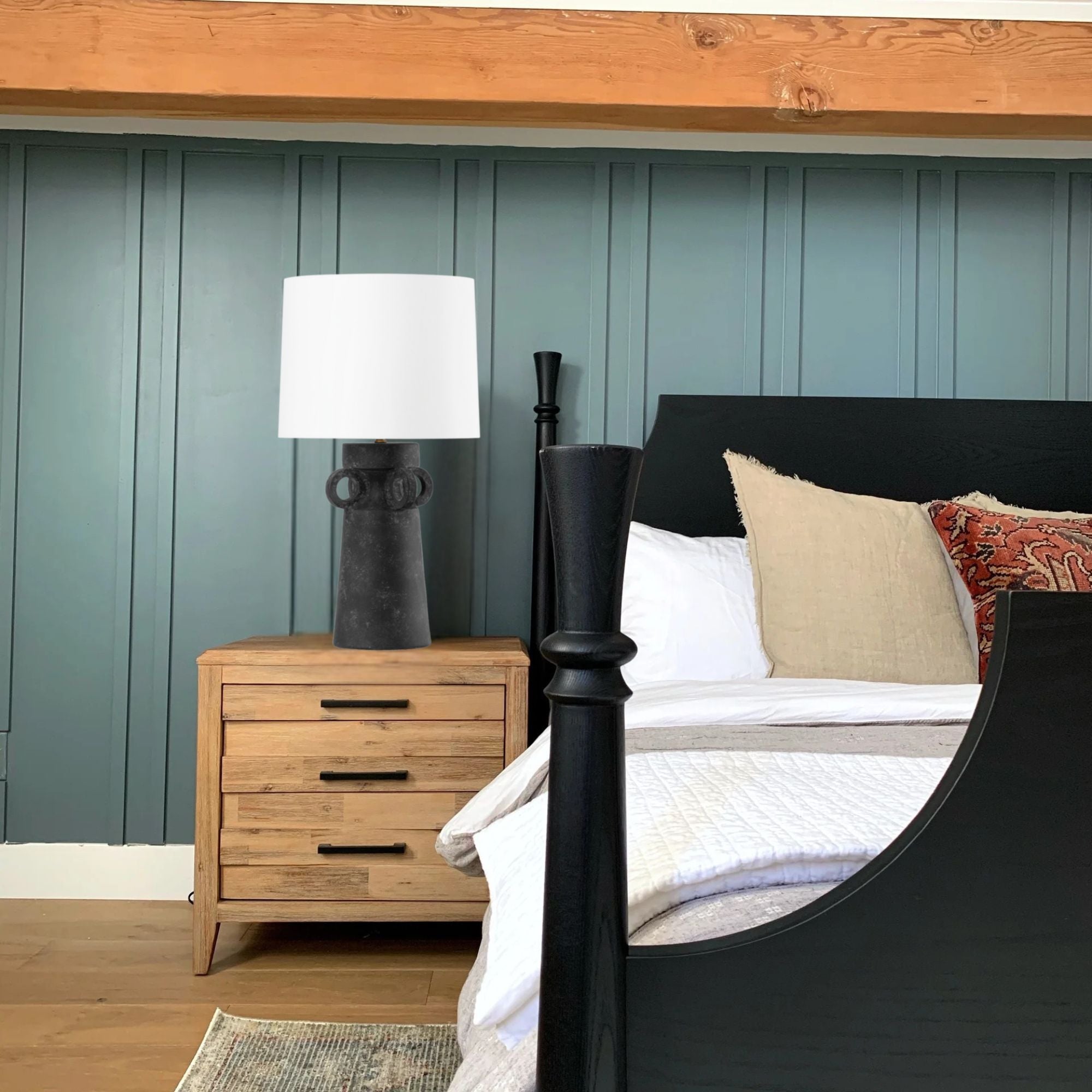 Troy Lighting - Santa Cruz 29" Table Lamp, Patina Brass/Ceramic Artifact Black Finish | Bees Lighting