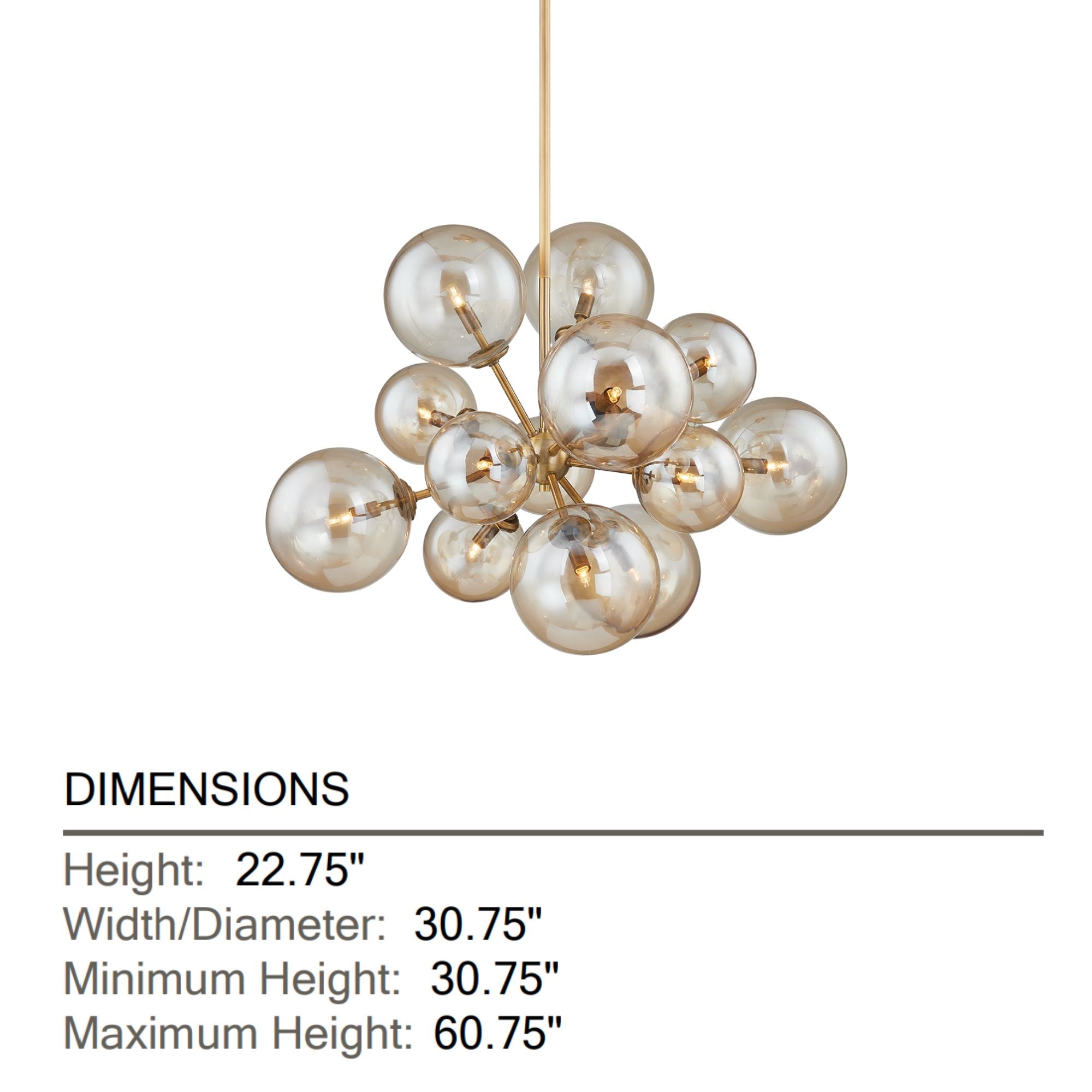 Santee 31" 13 Light Chandelier, Patina Brass Finish