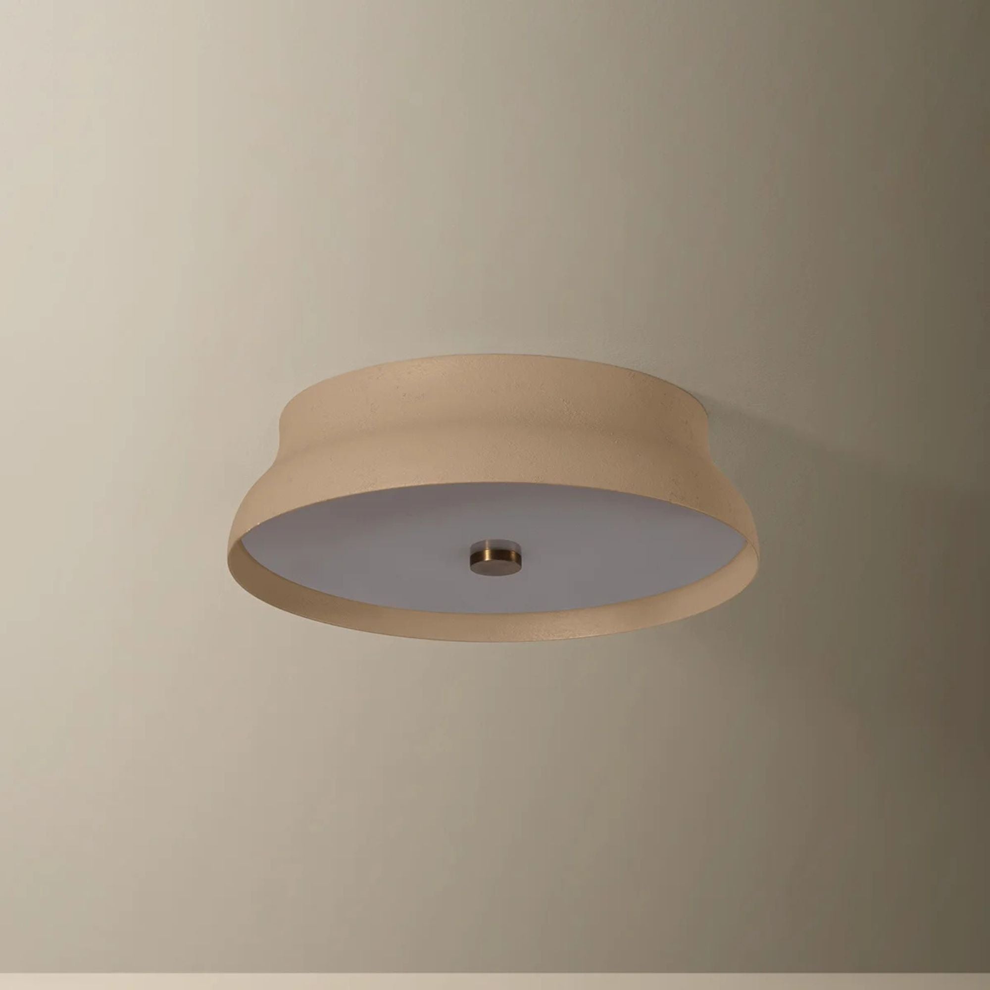 Troy Shore 12 in. Flush Mount Light, Patina Brass with Cream Gesso