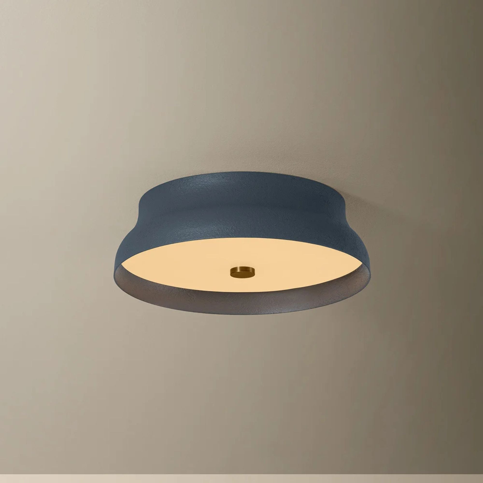 Troy Shore 12 in. Flush Mount Light, Patina Brass with Slate Gesso