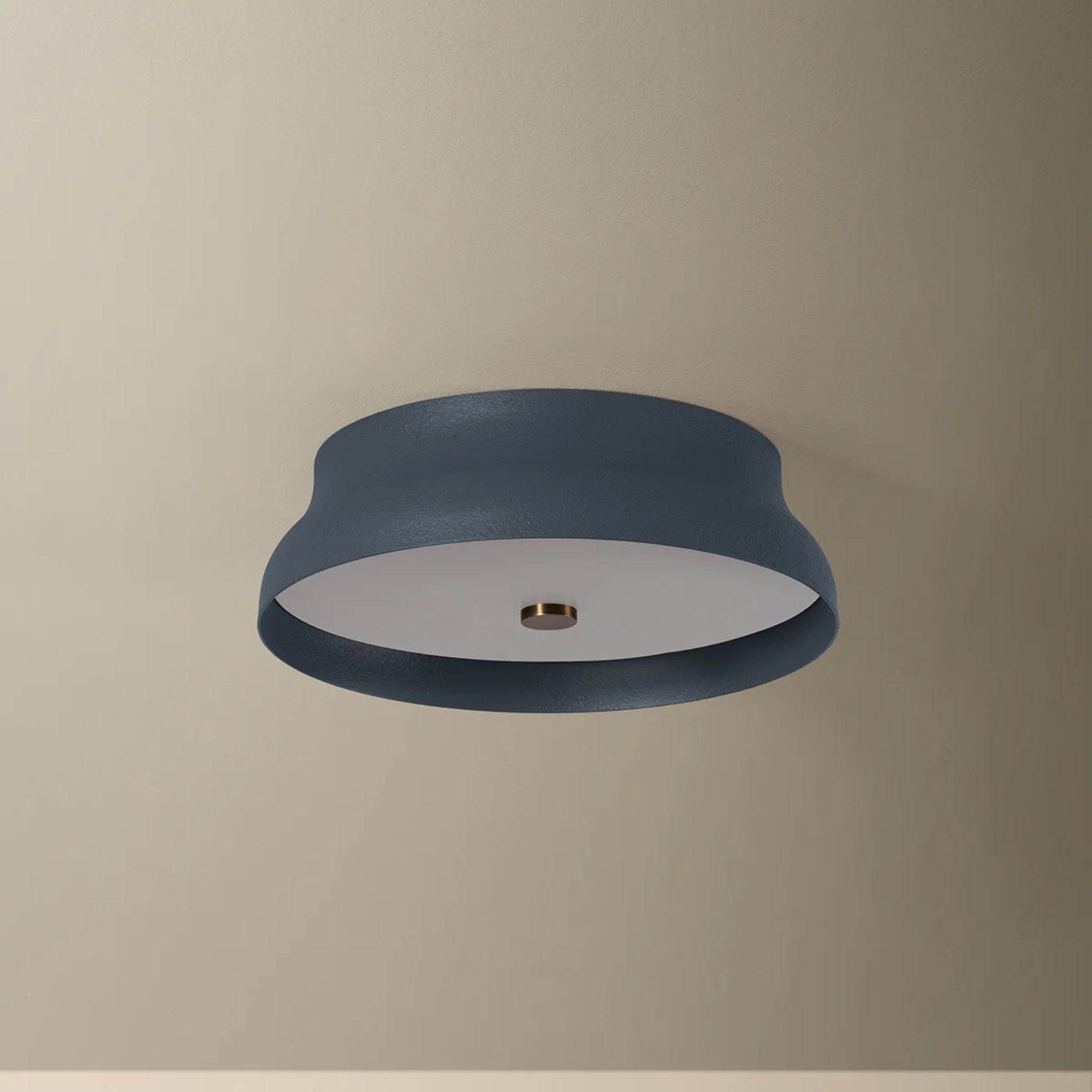 Troy Shore 12 in. Flush Mount Light, Patina Brass with Slate Gesso