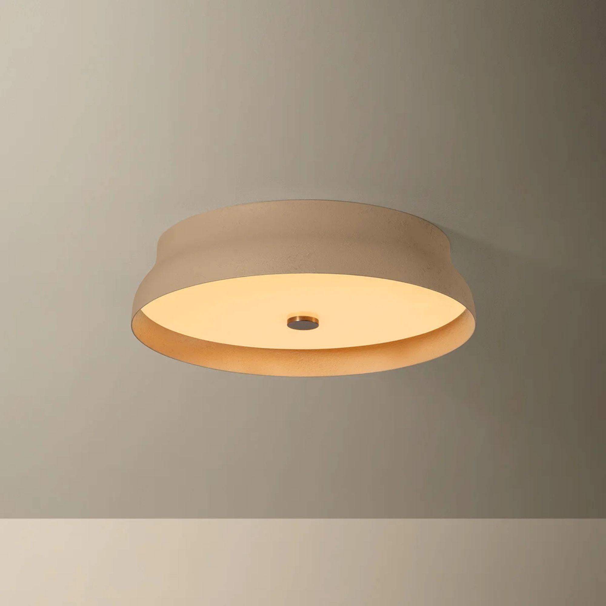 Troy Shore 16 in. Flush Mount Light, Patina Brass with Cream Gesso