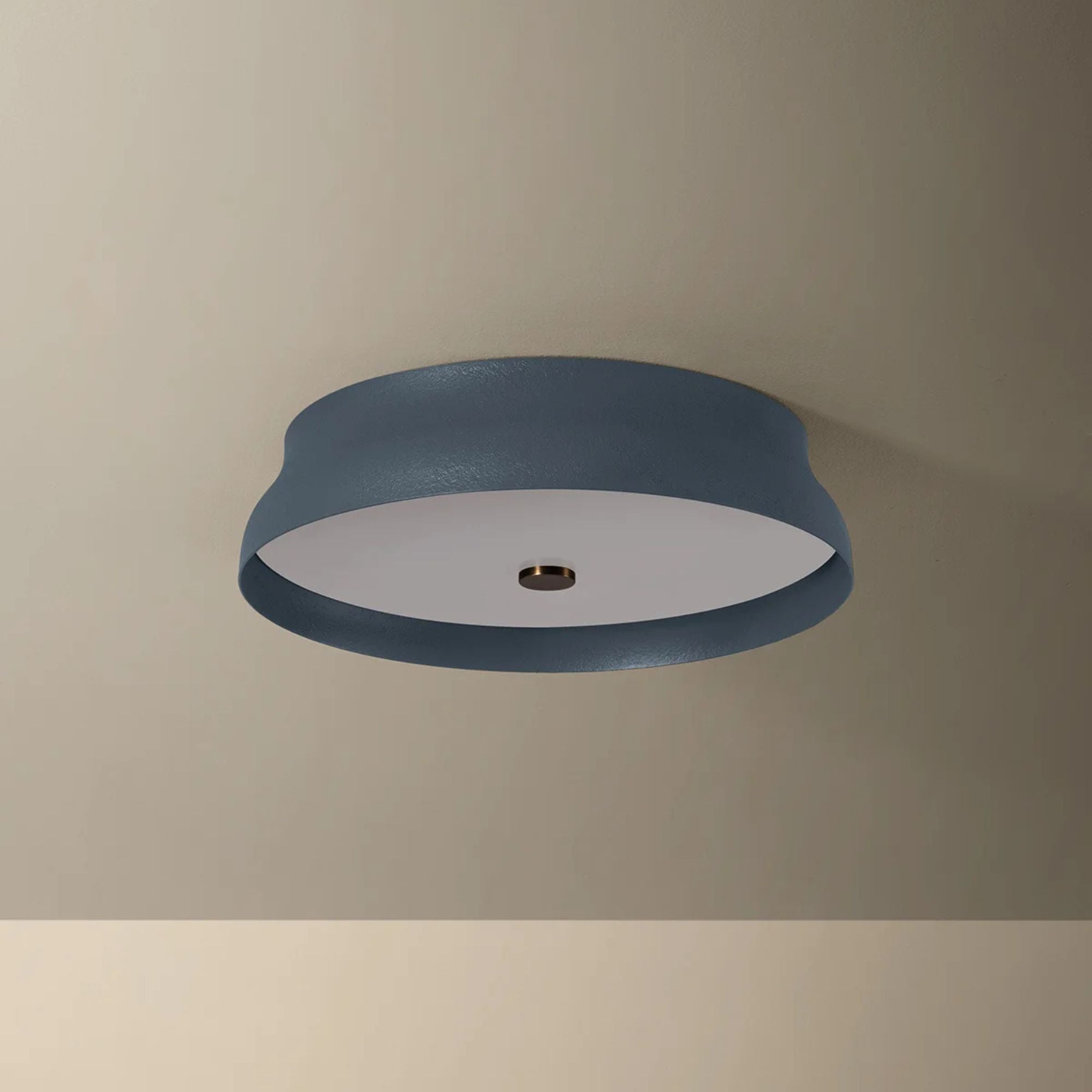 Troy Shore 16 in. Flush Mount Light, Patina Brass with Slate Gesso
