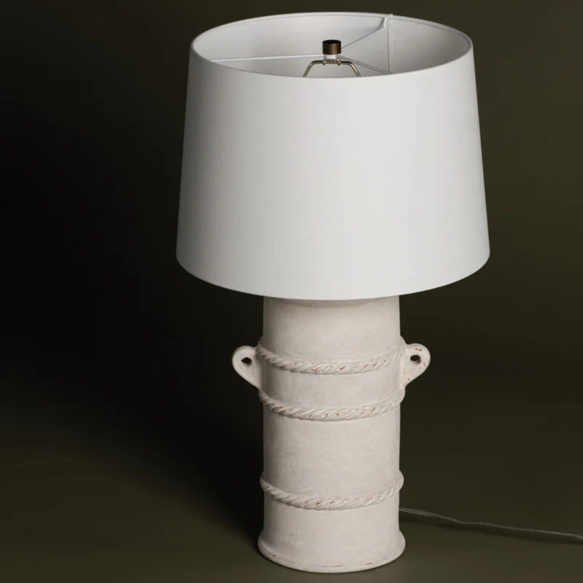 Troy Lighting - Siena 28" Table Lamp, Patina Brass/Ceramic Whitewash Terracotta Finish | Bees Lighting