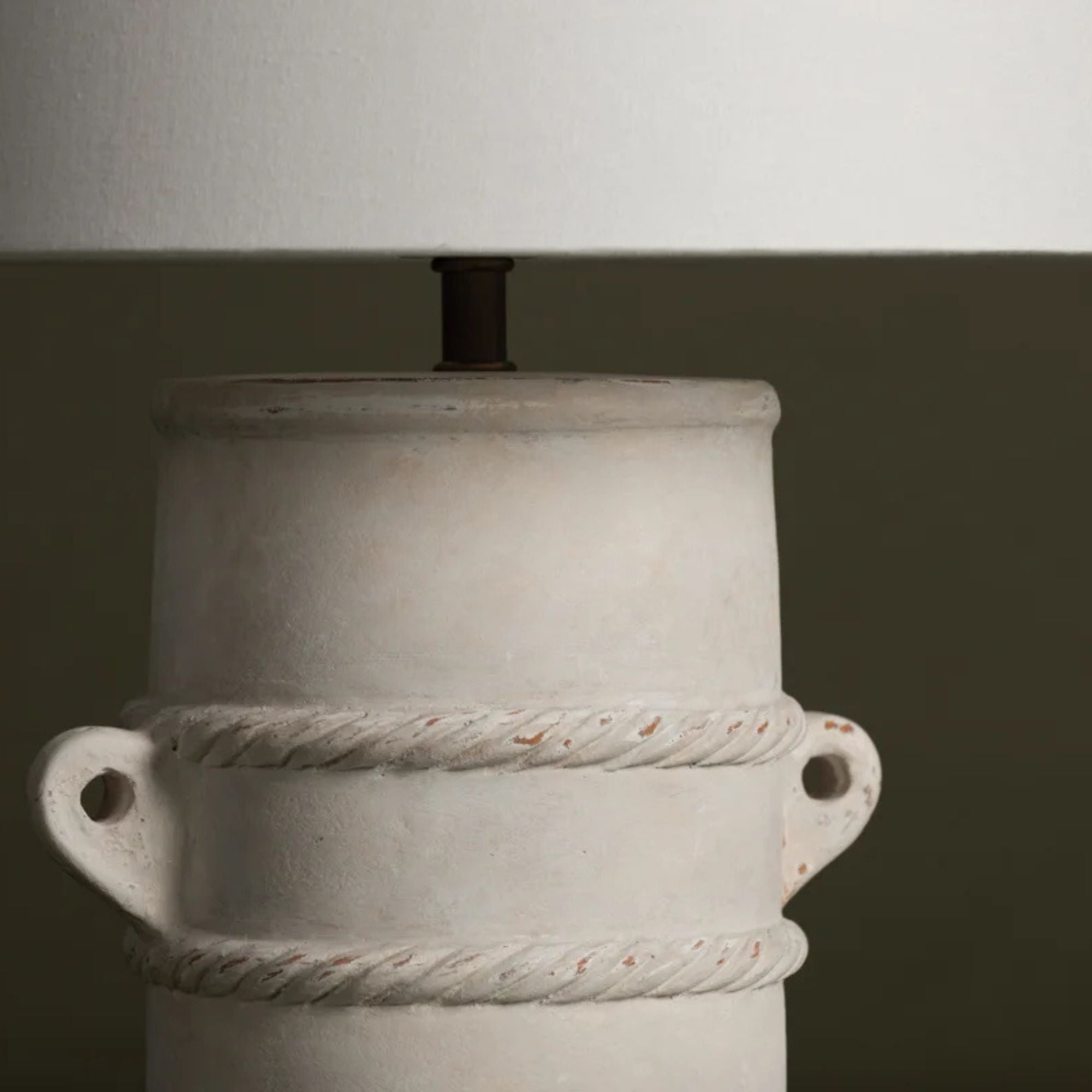 Troy Lighting - Siena 28" Table Lamp, Patina Brass/Ceramic Whitewash Terracotta Finish | Bees Lighting