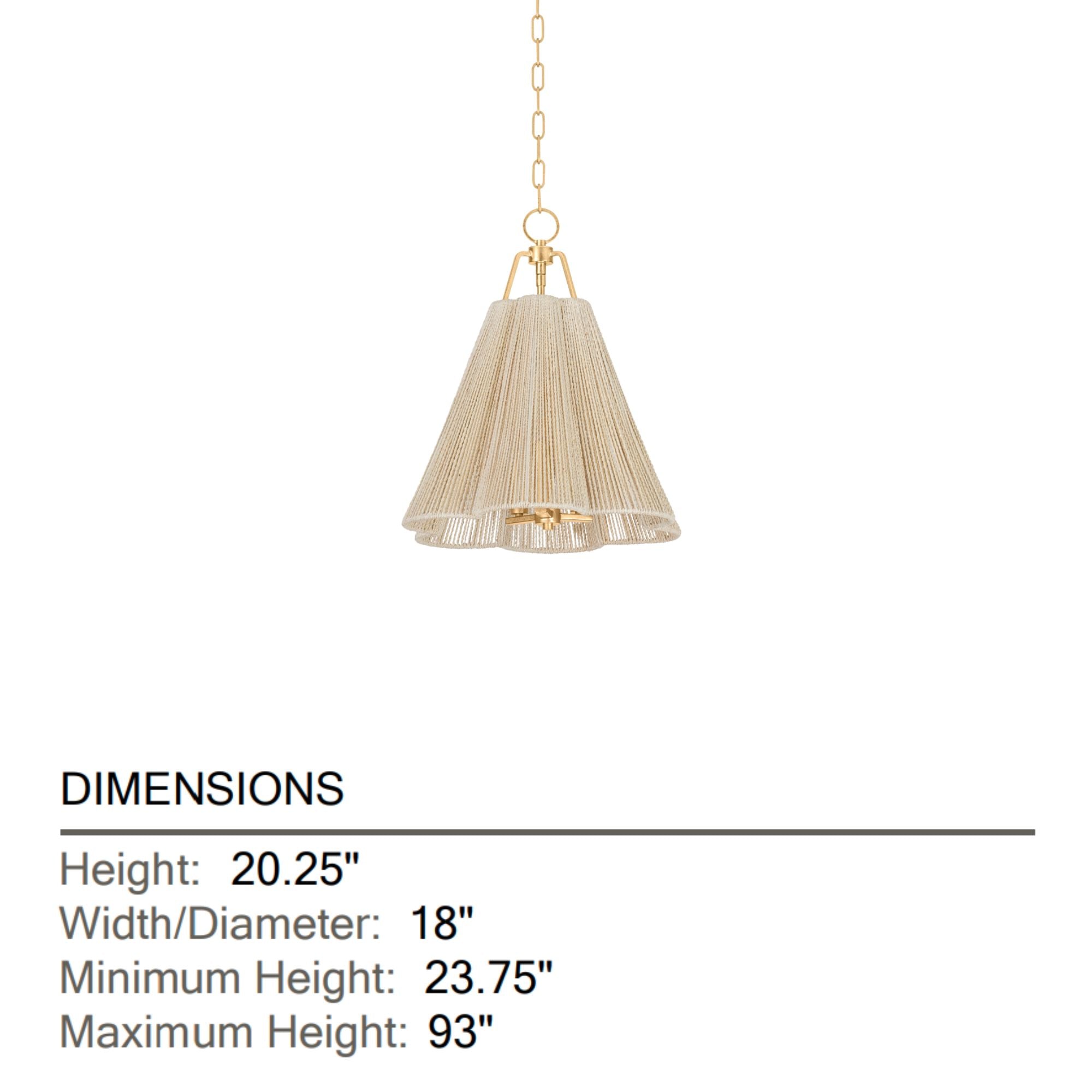 Sonoma 20" 3-Light Pendant, Vintage Gold Leaf Finish