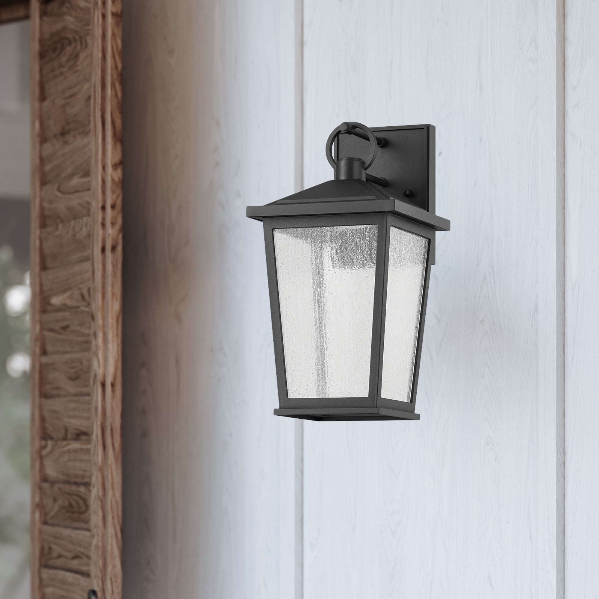 Soren 14" LED Outdoor Wall Sconce, Textured Black Finish