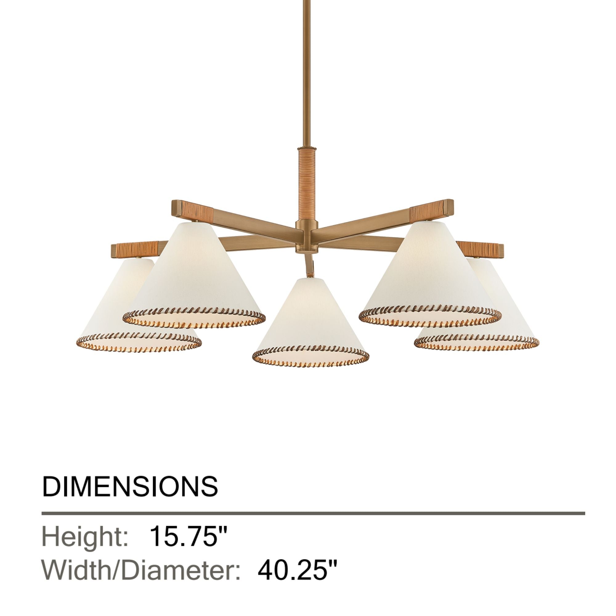 Troy Stoney 40.25' 5-Light Chandelier, Patina Brass