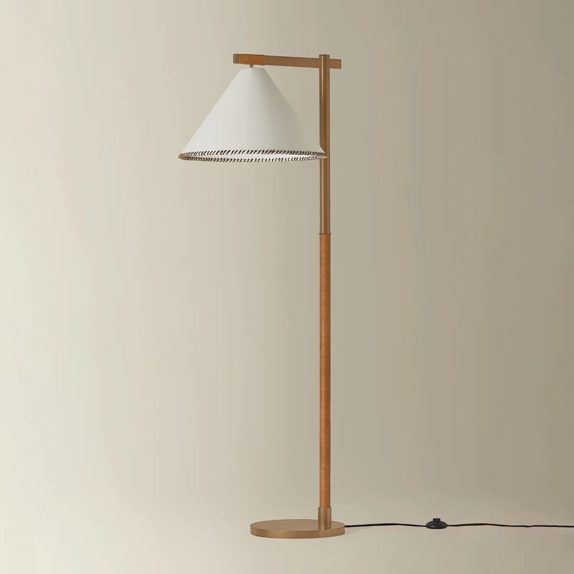 Troy Stoney Floor Lamp, 59.75 in. Height, Patina Brass