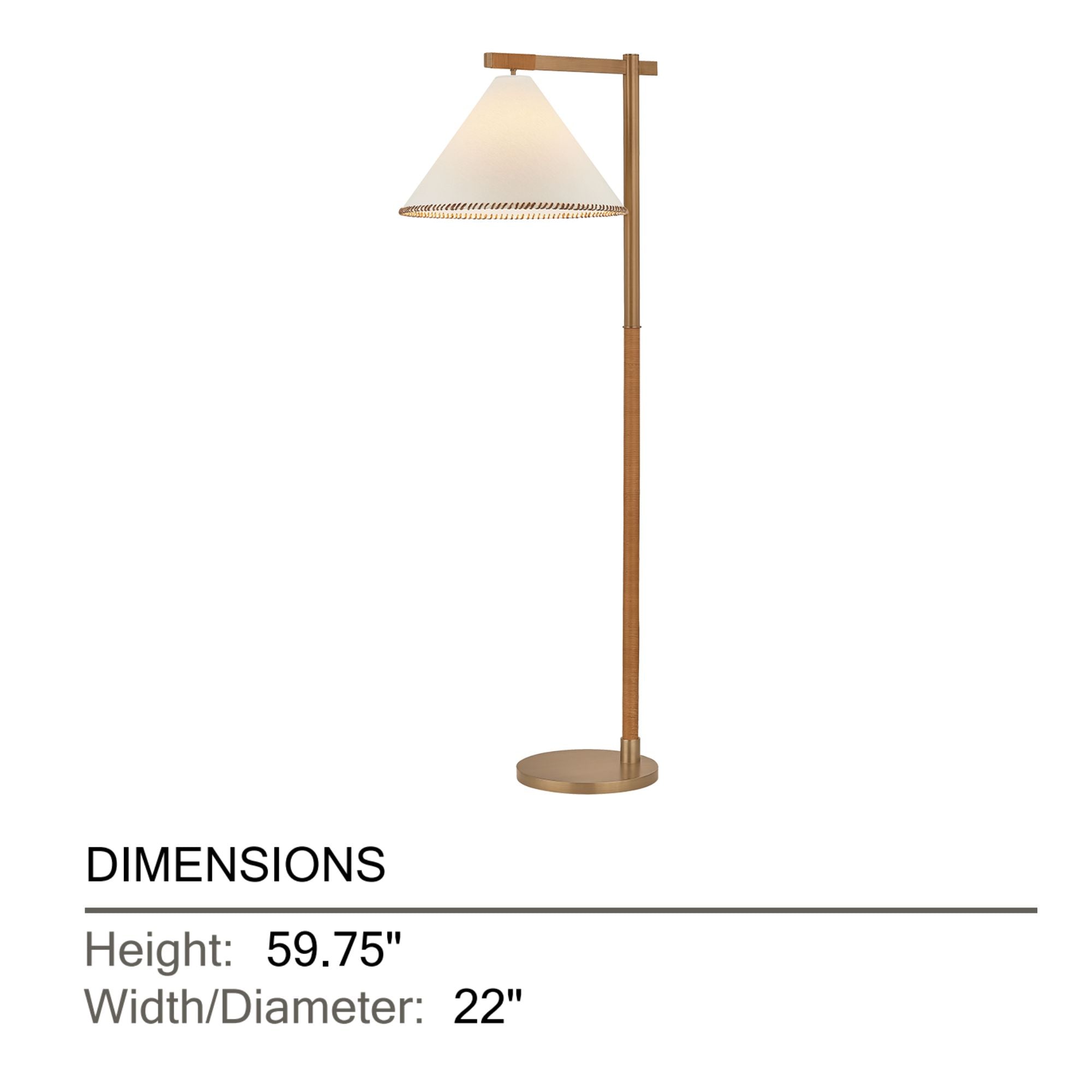 Troy Stoney Floor Lamp, 59.75 in. Height, Patina Brass