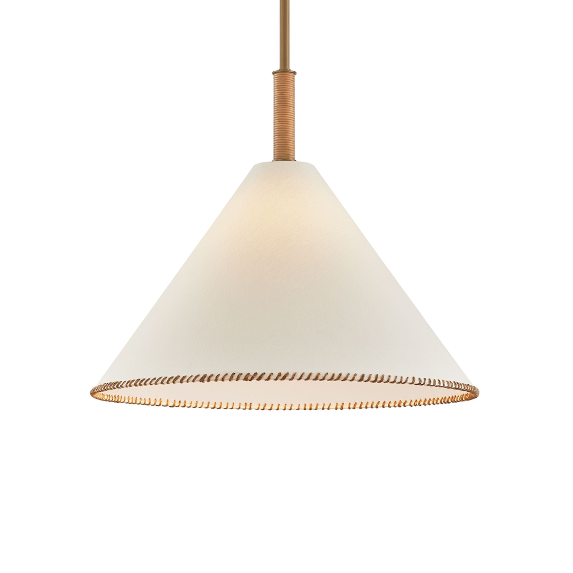 Troy Stoney 24 in. Pendant Light, Patina Brass with Fabric Shade