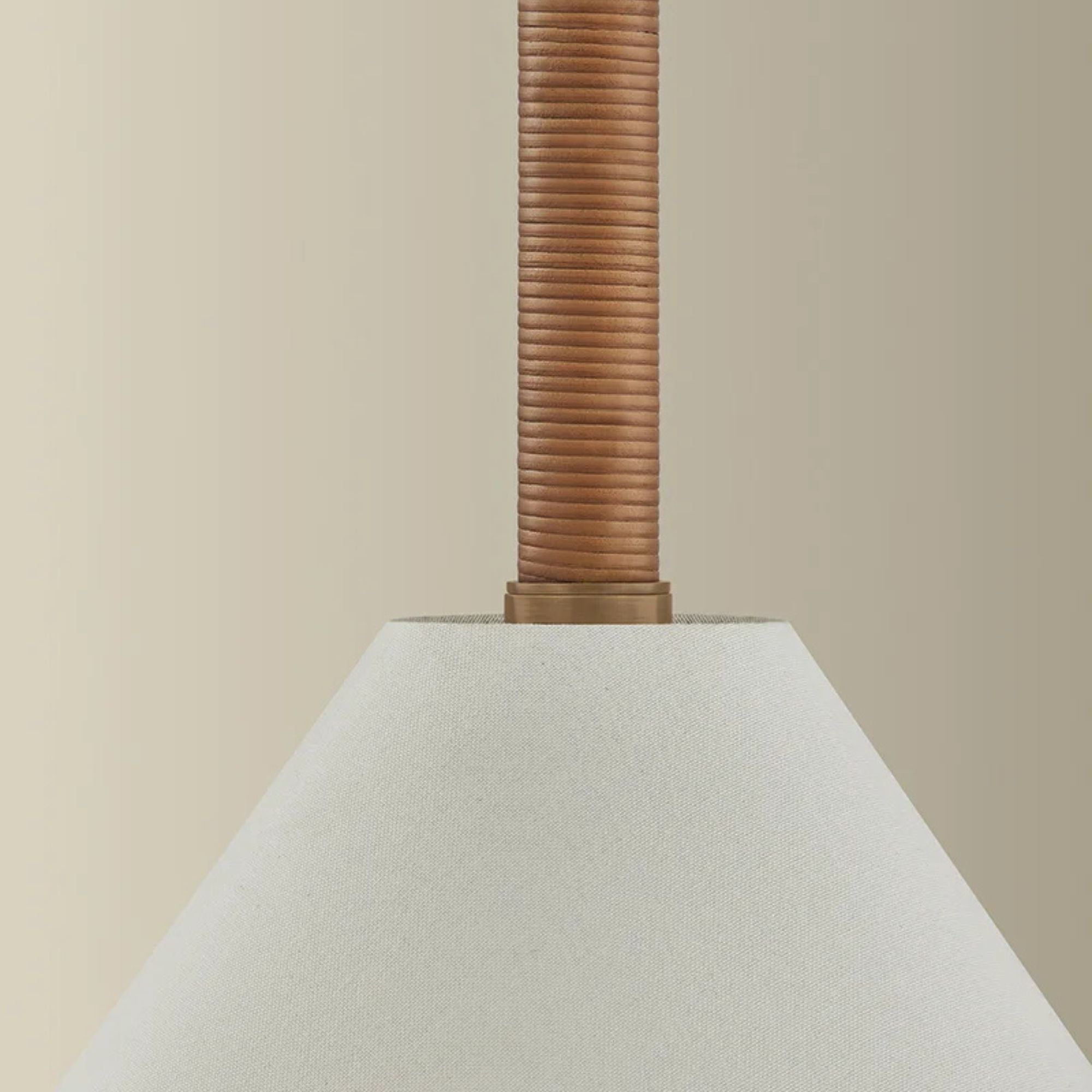 Troy Stoney 24 in. Pendant Light, Patina Brass with Fabric Shade