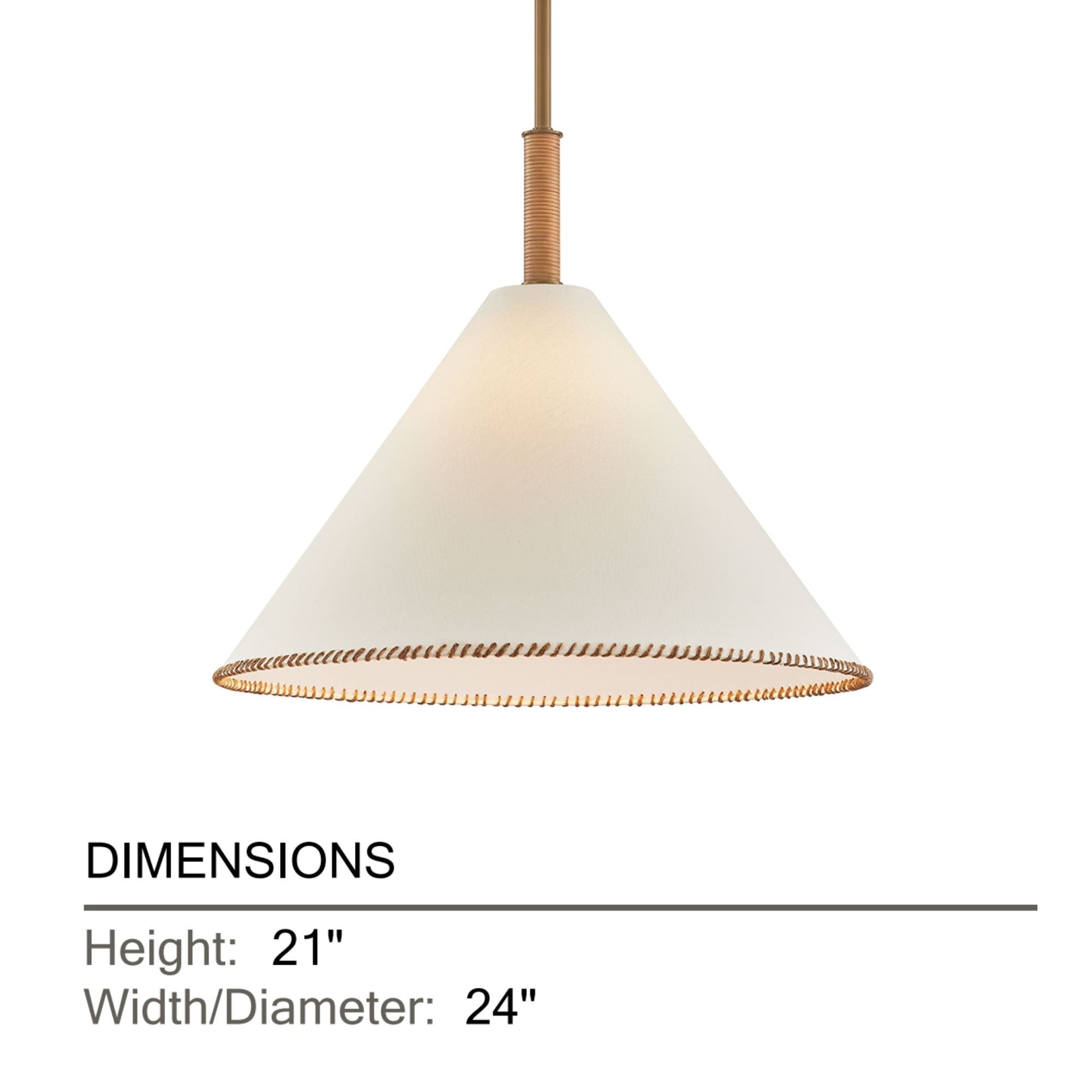 Troy Stoney 24 in. Pendant Light, Patina Brass with Fabric Shade