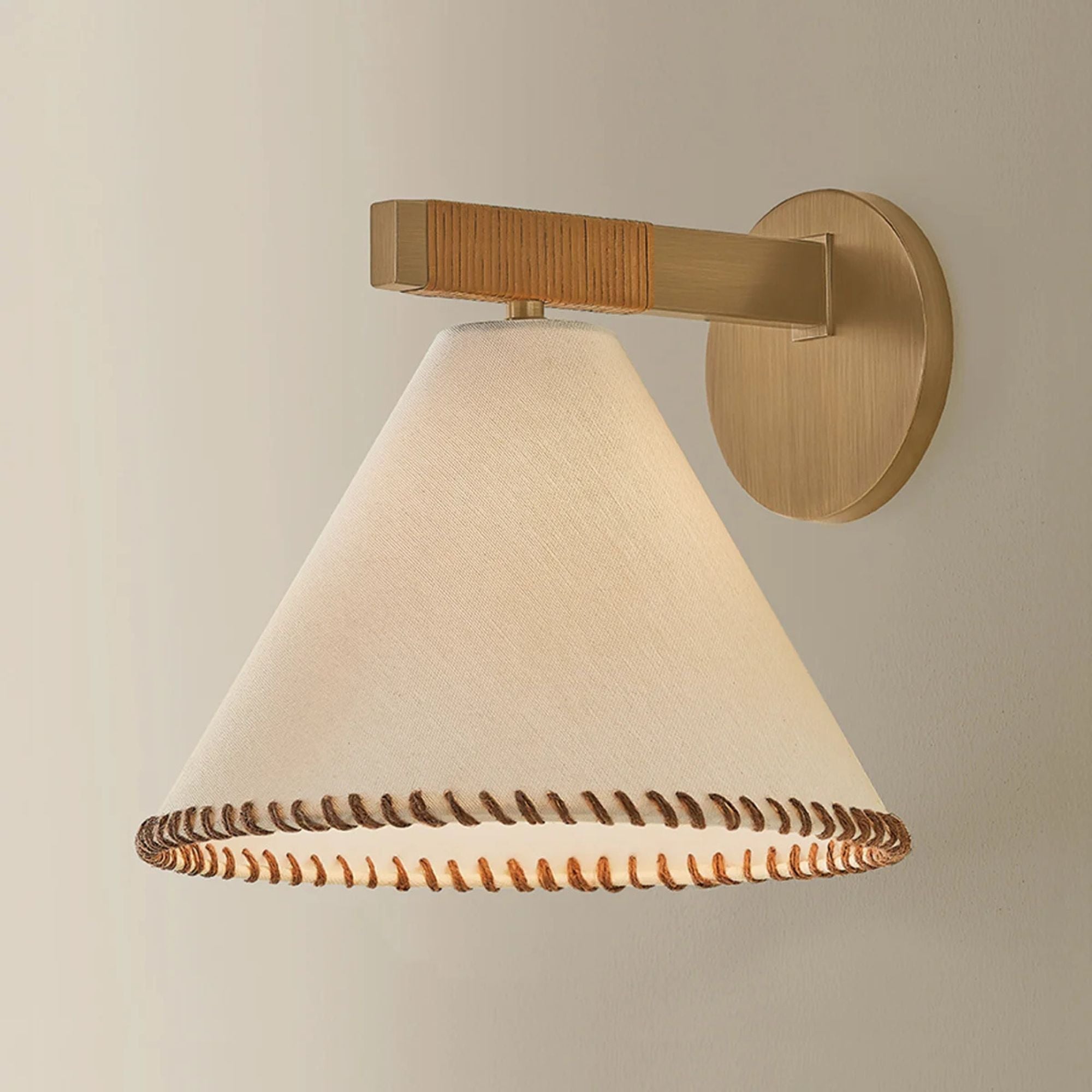 Troy Stoney 9.25 in. Wall Sconce, Patina Brass with Drum Shade