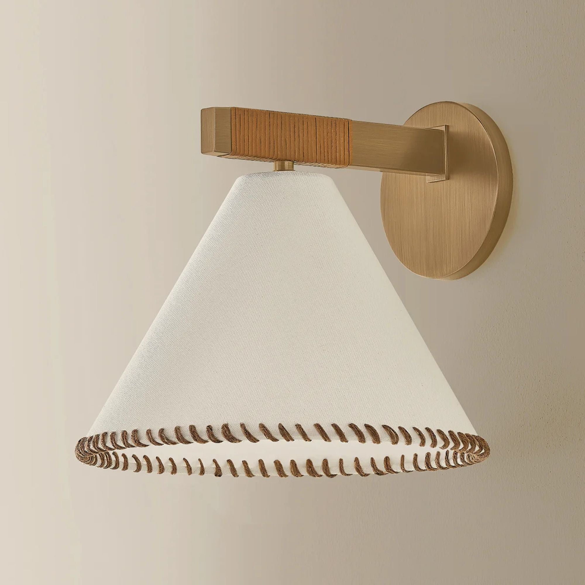 Troy Stoney 9.25 in. Wall Sconce, Patina Brass with Drum Shade