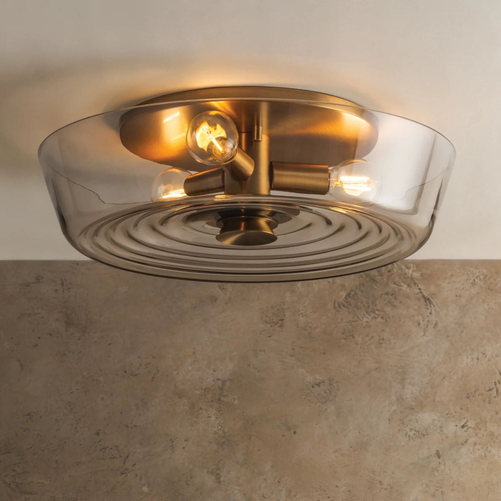 Troy Theodore 16 in. 3-Light Flush Mount, Patina Brass
