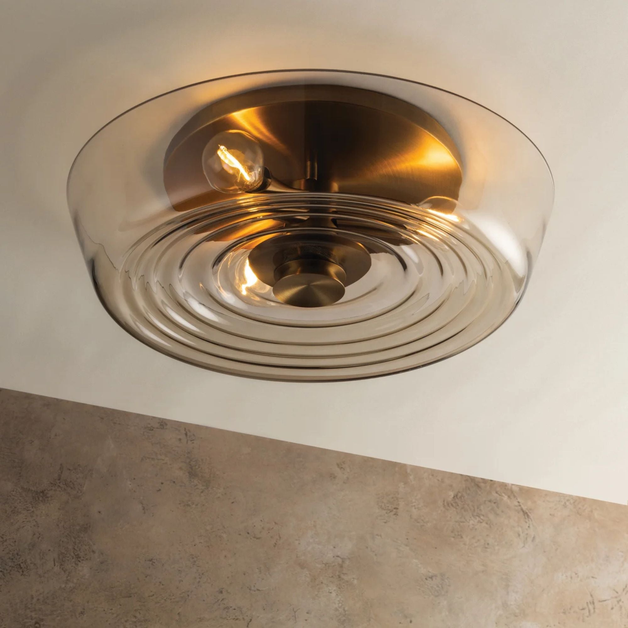 Troy Theodore 16 in. 3-Light Flush Mount, Patina Brass
