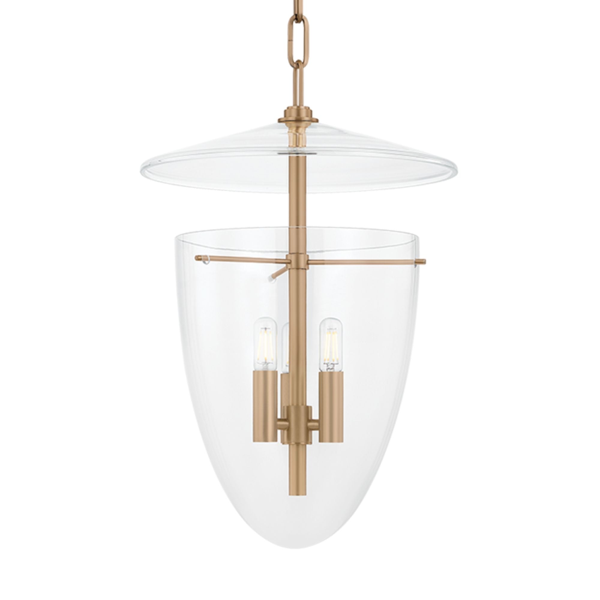 Tully 20" 3-Light Hangining Lantern, Patina Brass Finish