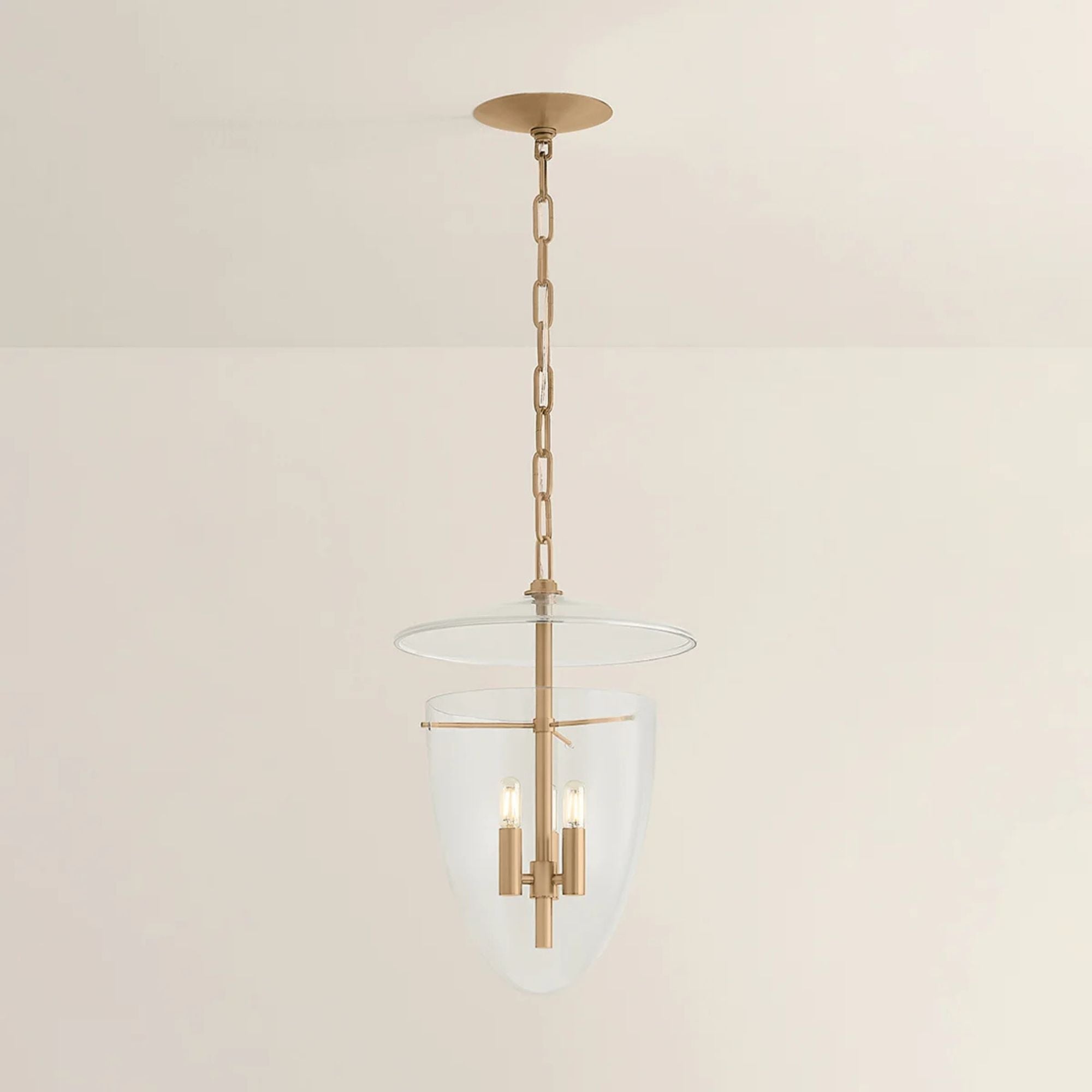 Tully 20" 3-Light Hangining Lantern, Patina Brass Finish