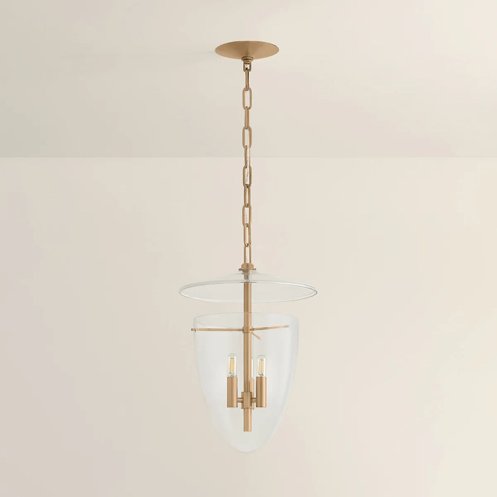 Tully 20" 3-Light Hangining Lantern, Patina Brass Finish