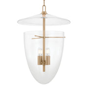 Tully 26" 4-Light Hangining Lantern, Patina Brass Finish