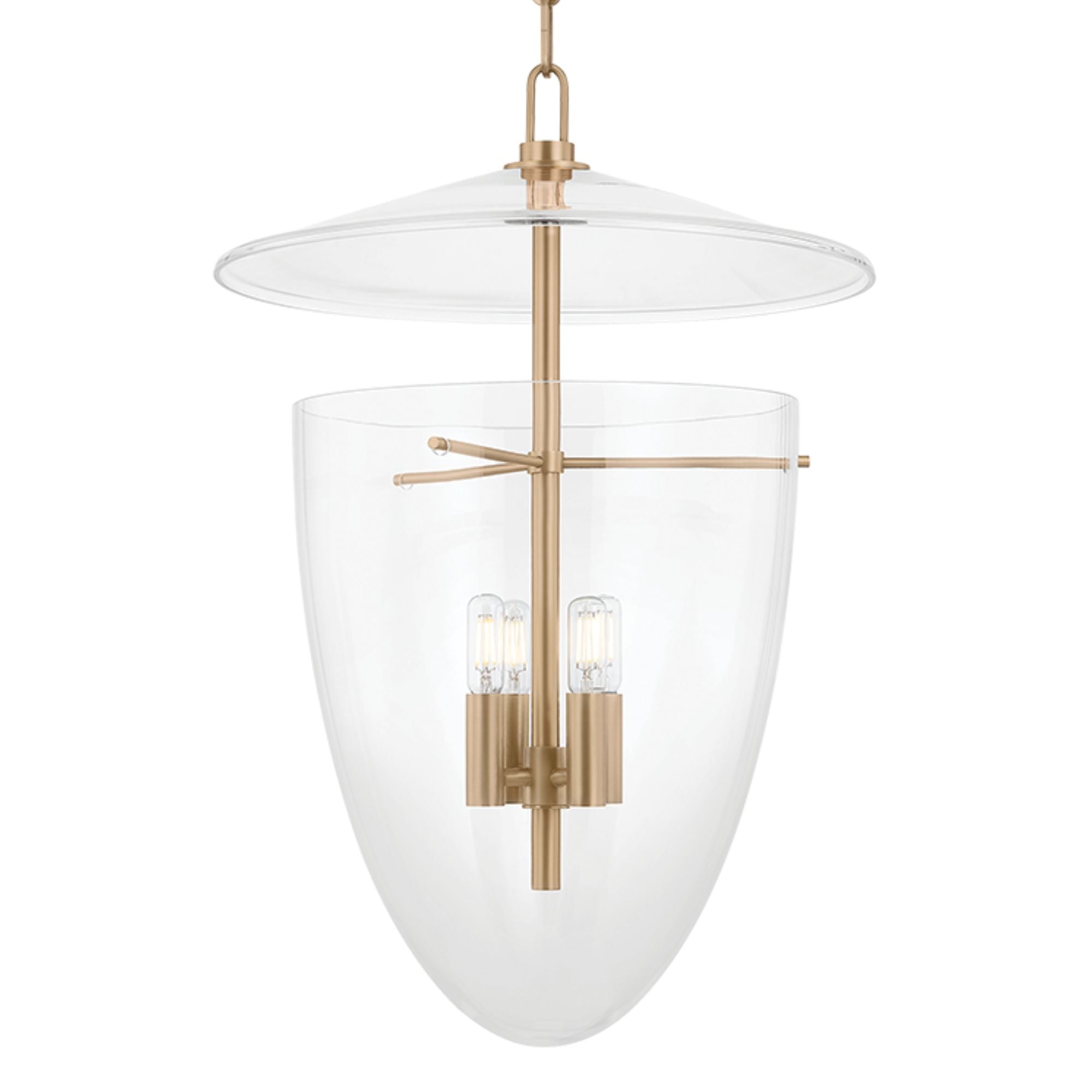 Tully 26" 4-Light Hangining Lantern, Patina Brass Finish