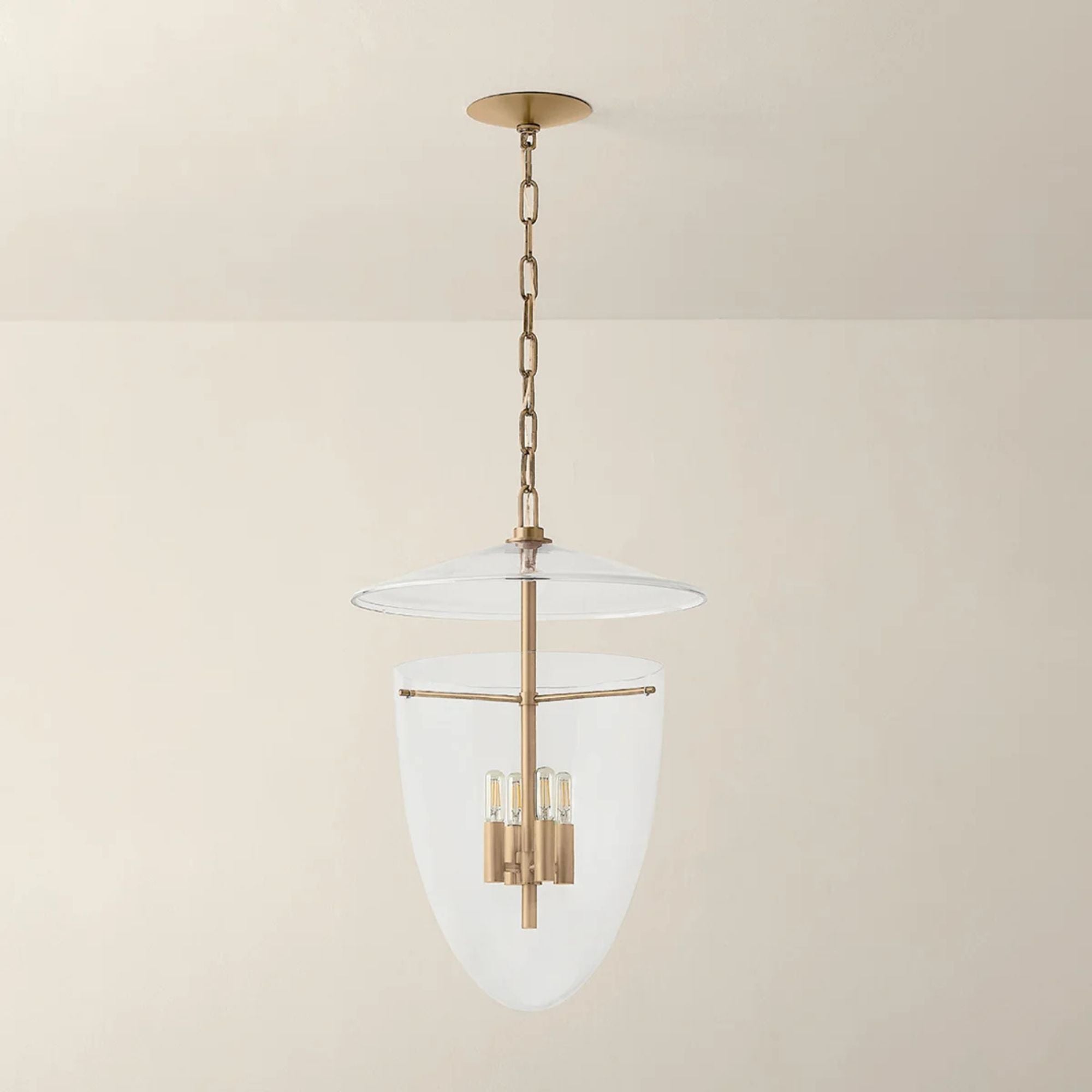 Tully 26" 4-Light Hangining Lantern, Patina Brass Finish