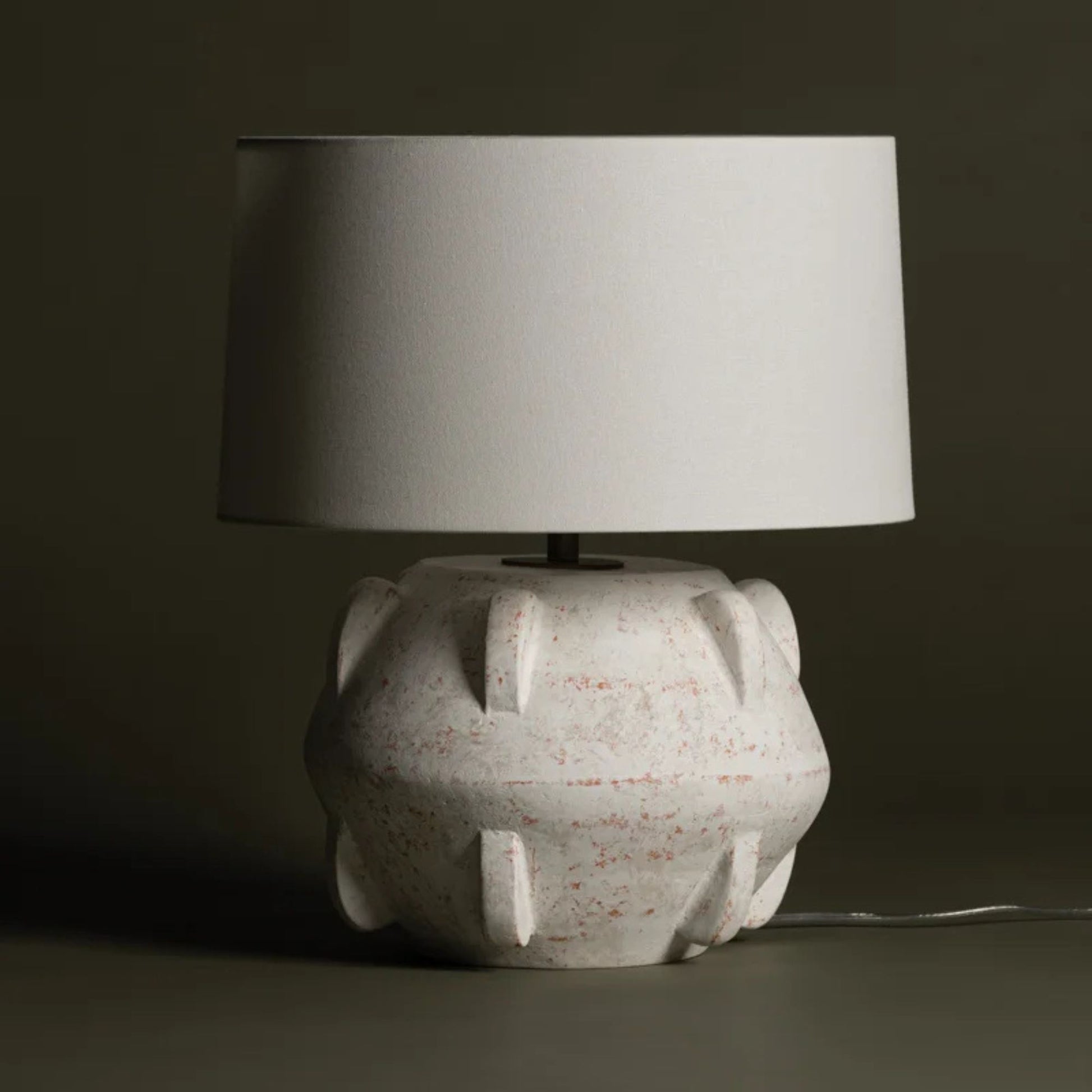 Troy Lighting - Vanda 19" Table Lamp, Patina Brass/Ceramic Whitewash Terracotta Finish | Bees Lighting