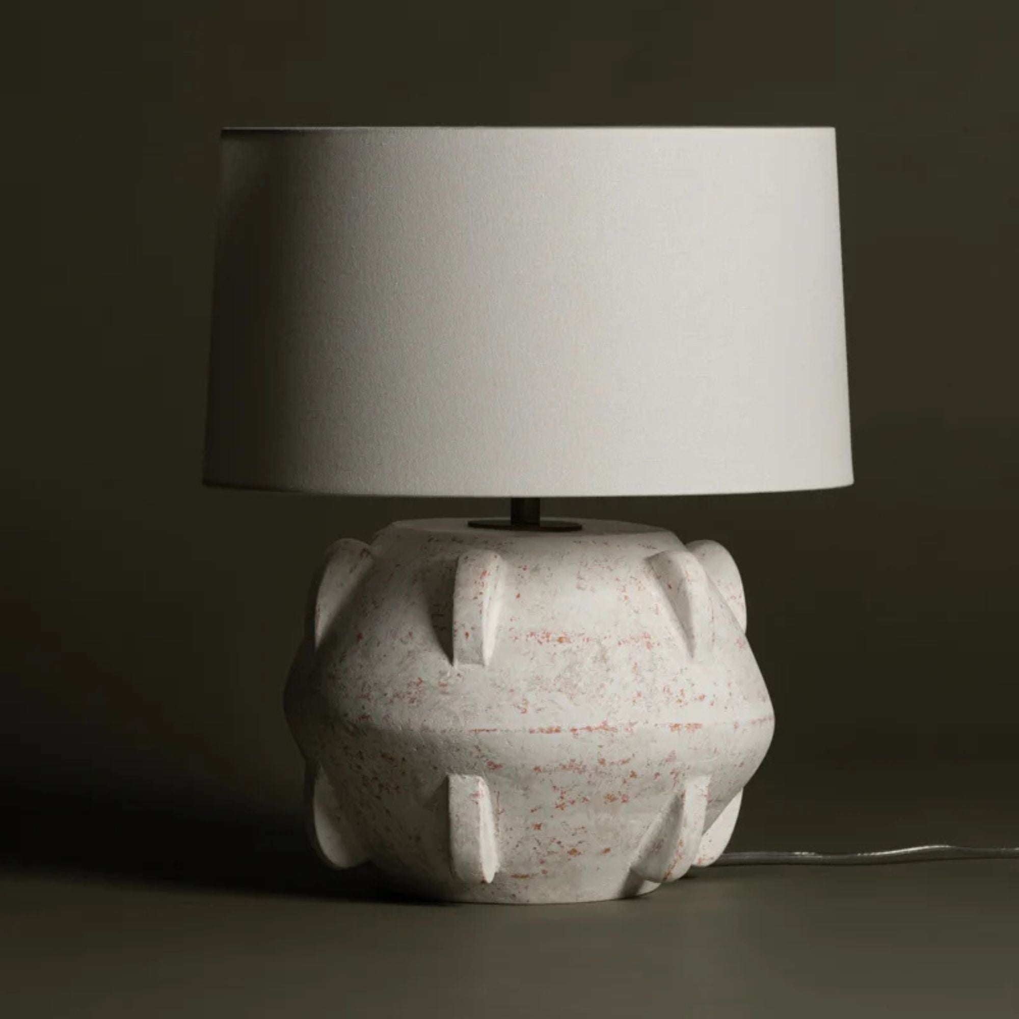 Troy Lighting - Vanda 19" Table Lamp, Patina Brass/Ceramic Whitewash Terracotta Finish | Bees Lighting