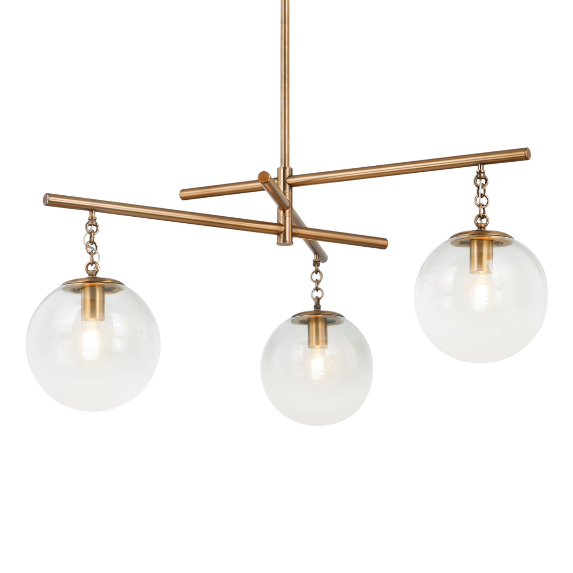 Wade 44" 3-Light Chandelier, Patina Brass Finish