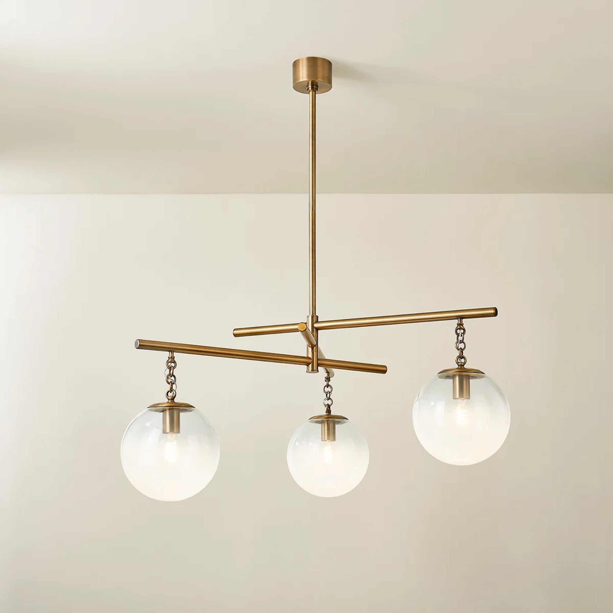 Wade 44" 3-Light Chandelier, Patina Brass Finish