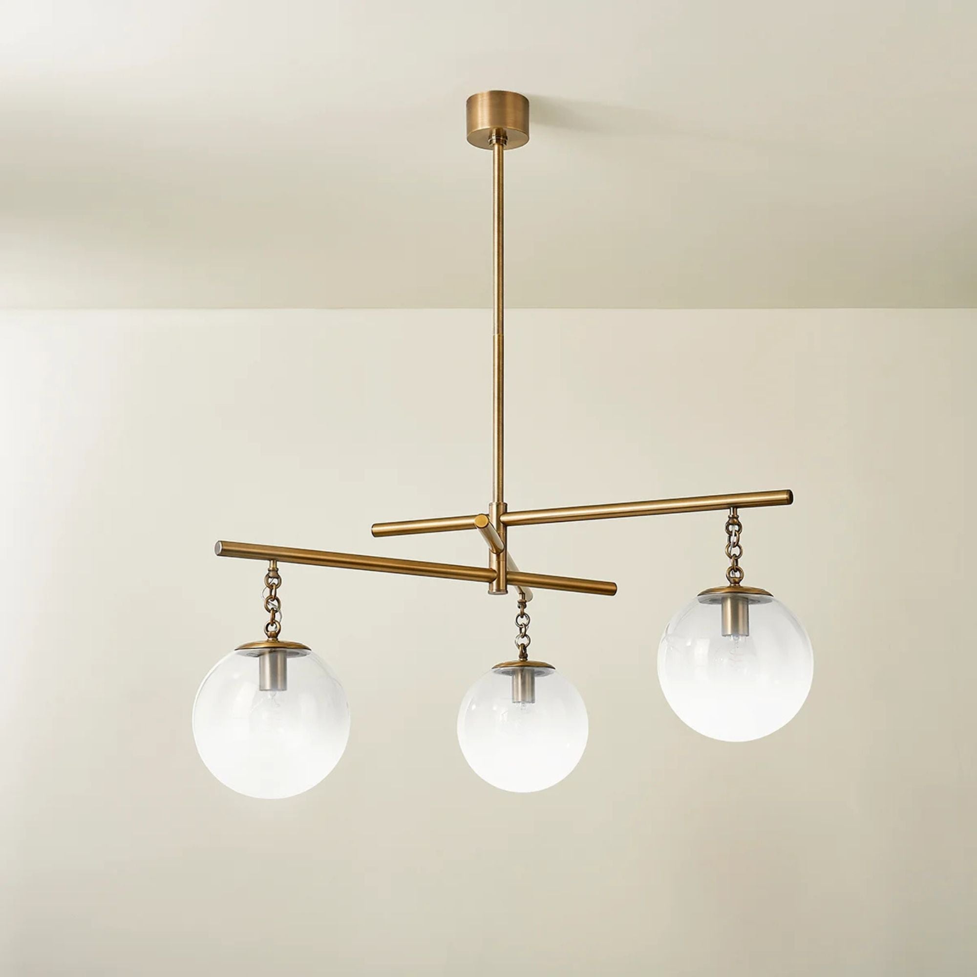 Wade 44" 3-Light Chandelier, Patina Brass Finish