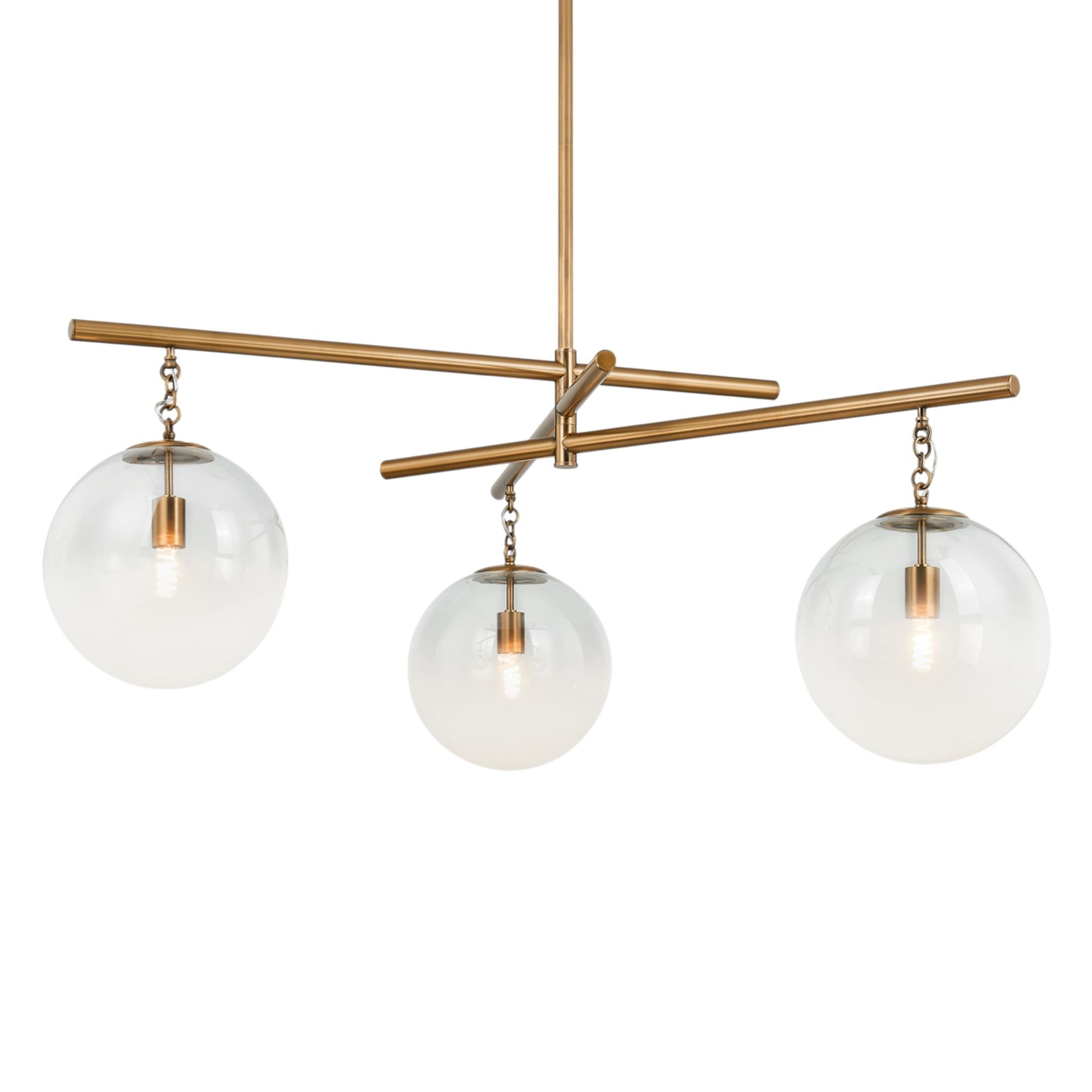 Wade 59" 3-Light Chandelier, Patina Brass Finish