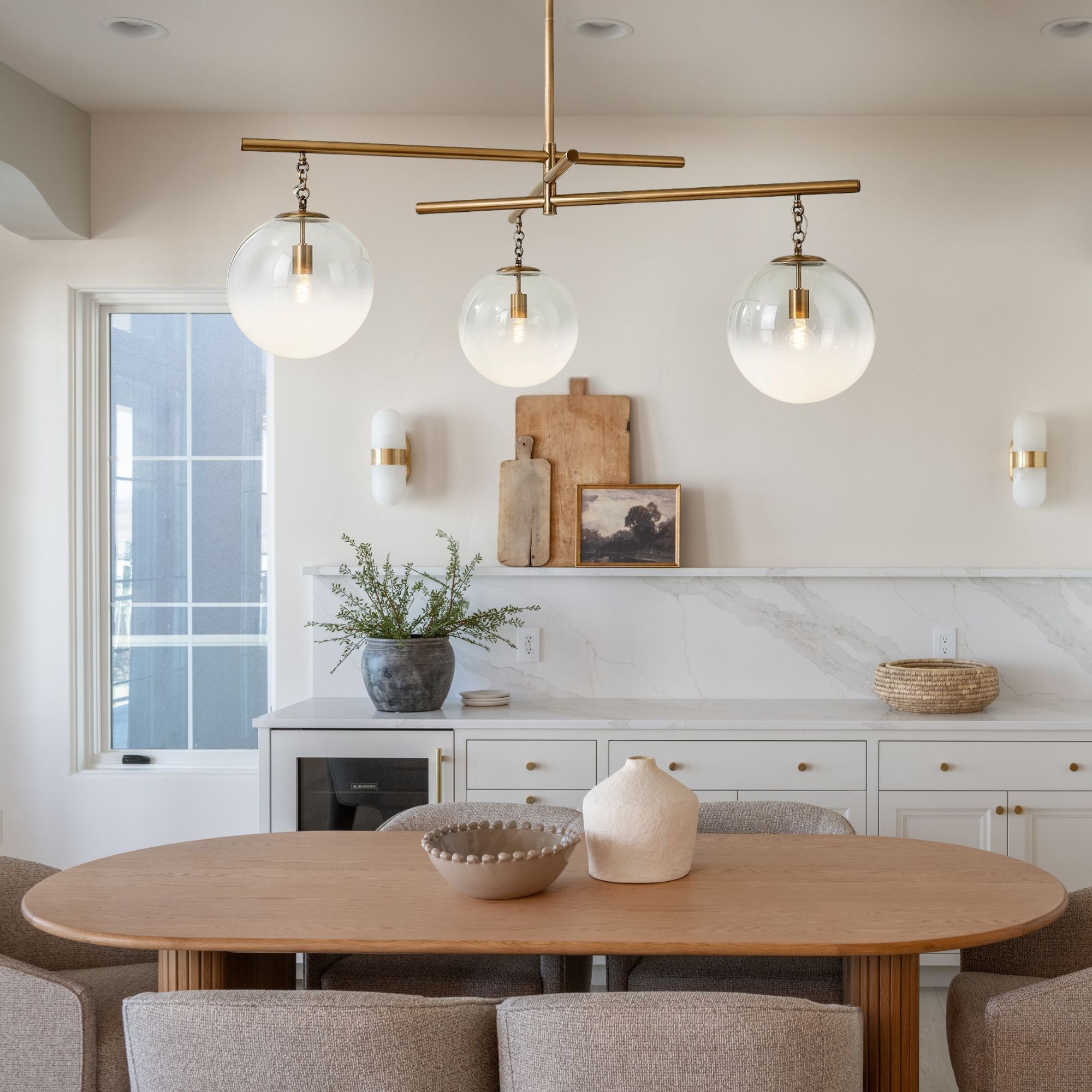 Wade 59" 3-Light Chandelier, Patina Brass Finish