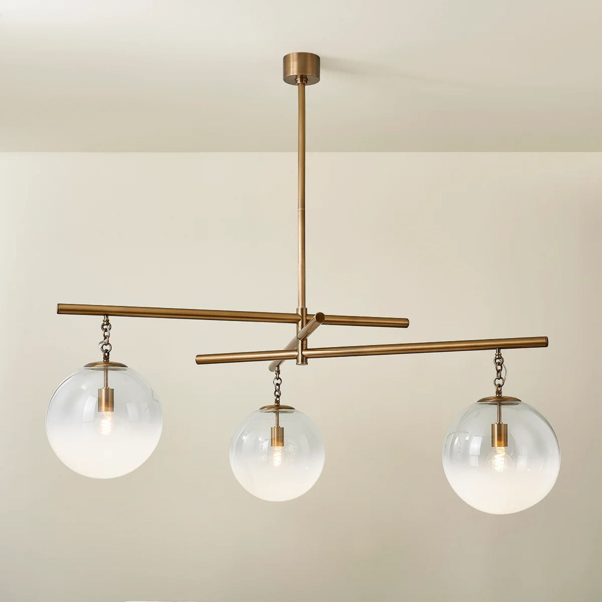 Wade 59" 3-Light Chandelier, Patina Brass Finish