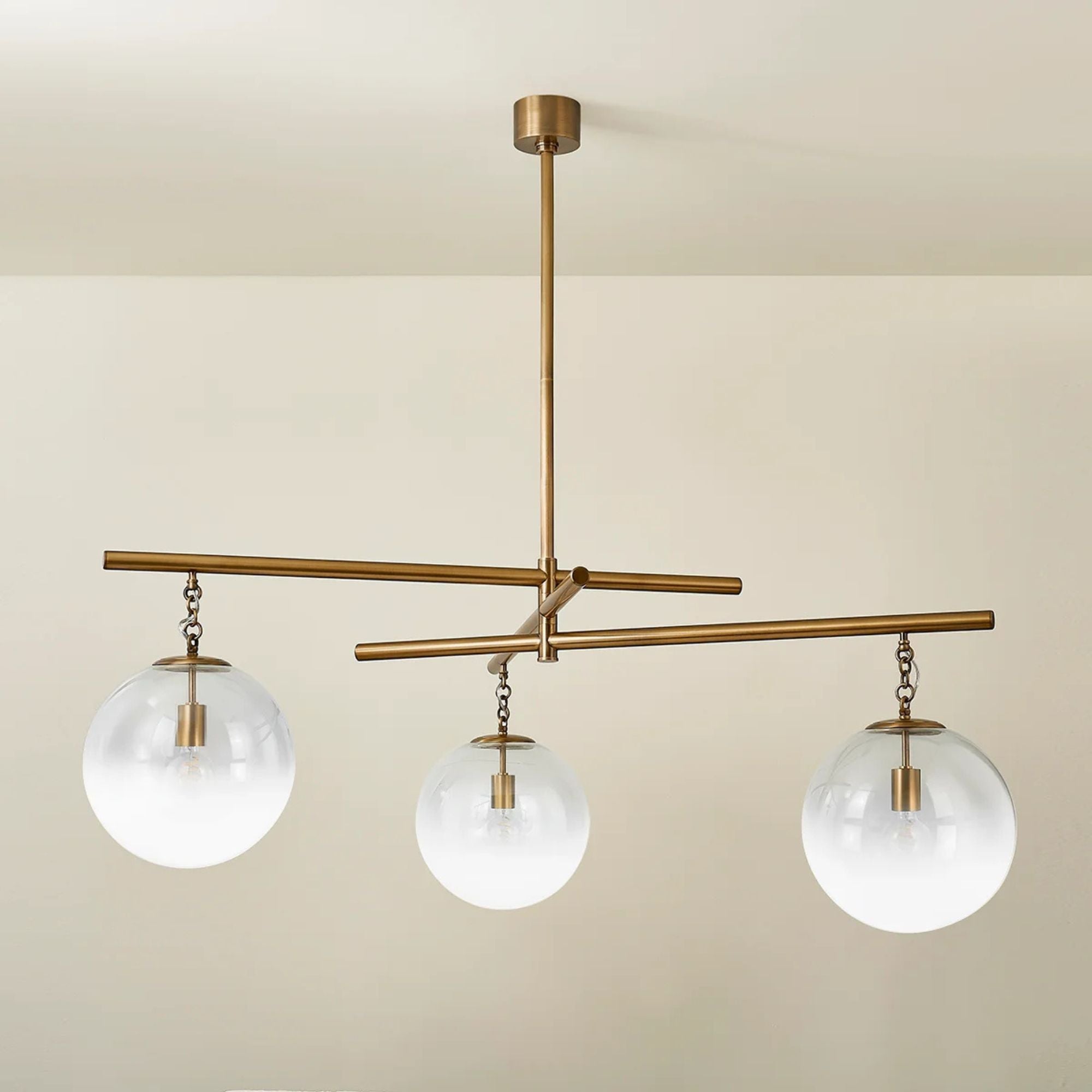Wade 59" 3-Light Chandelier, Patina Brass Finish