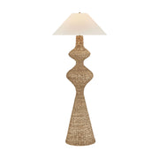 Troy Walter Floor Lamp, Patina Brass with Natural Woven Shade