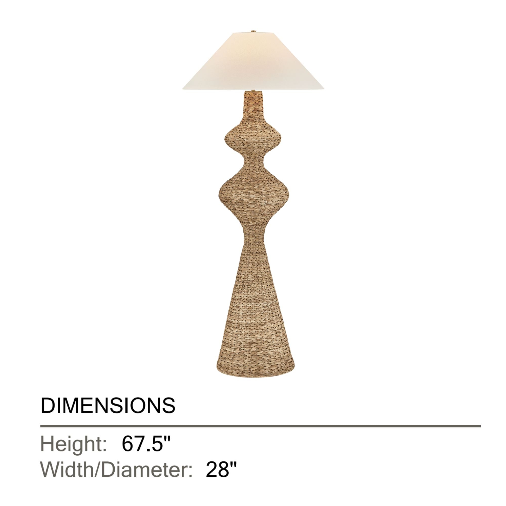 Troy Walter Floor Lamp, Patina Brass with Natural Woven Shade