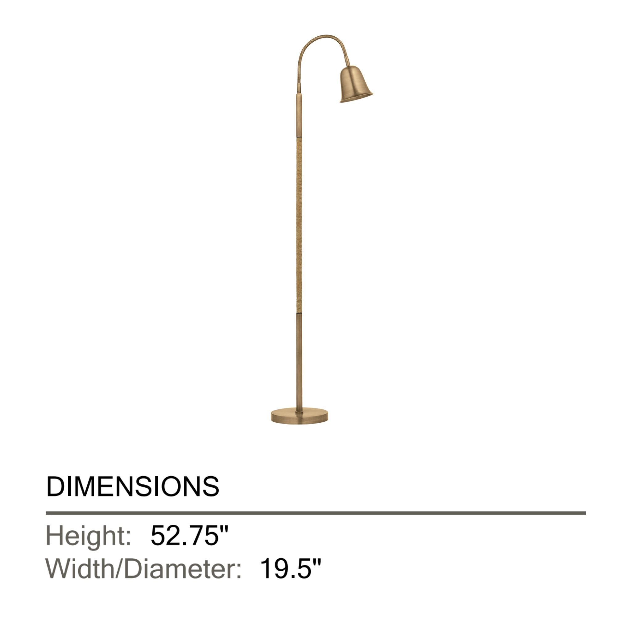 Troy Wharf Floor Lamp, Patina Brass