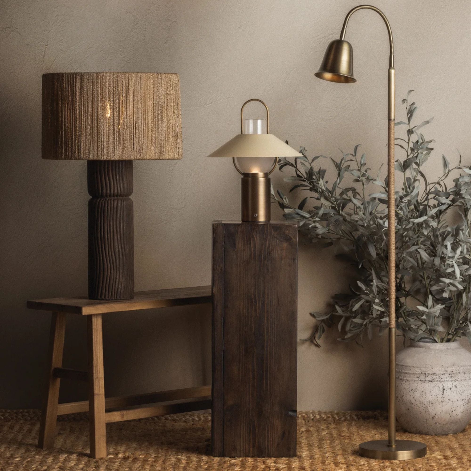 Troy Wharf Floor Lamp, Patina Brass