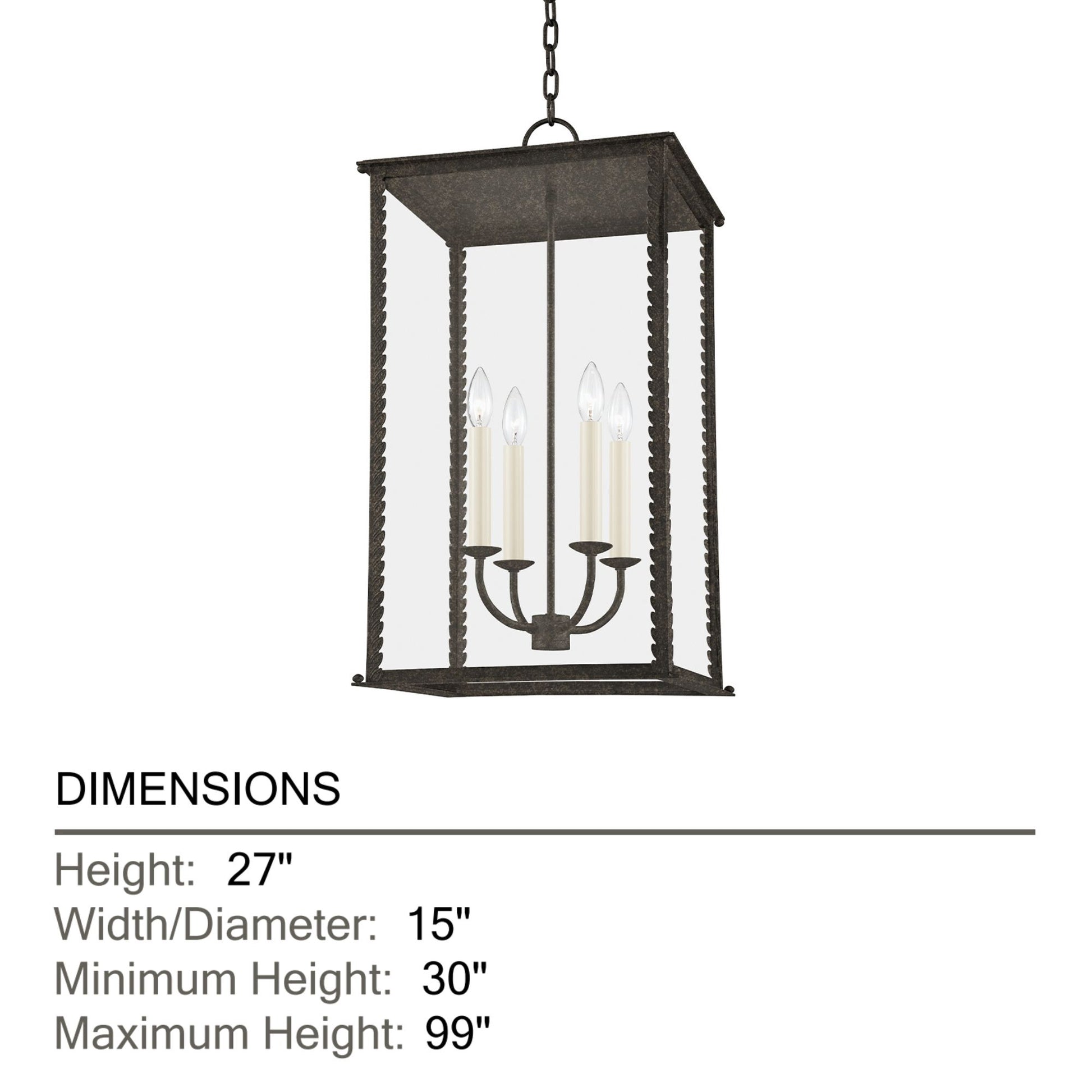 Troy Lighting - Zuma 27" 4-Light Outdoor Lantern, French Iron Finish | Bees Lighting
