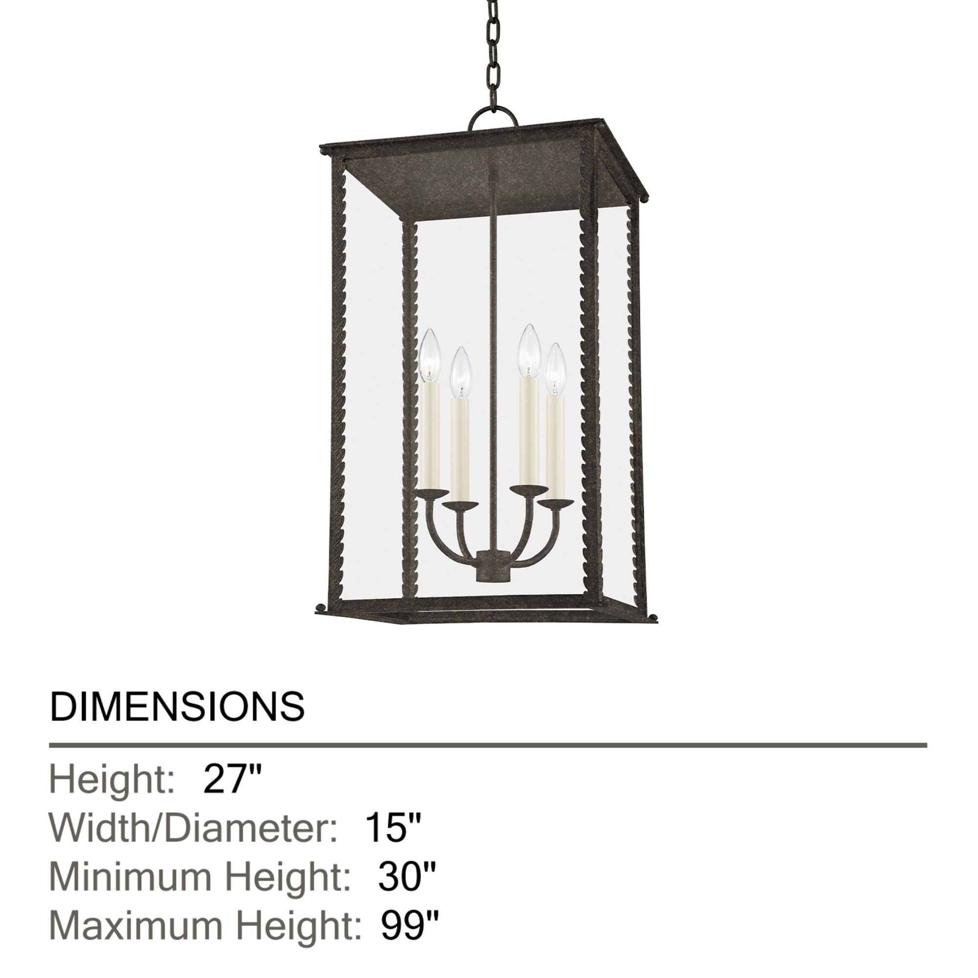 Troy Lighting - Zuma 27" 4-Light Outdoor Lantern, French Iron Finish | Bees Lighting