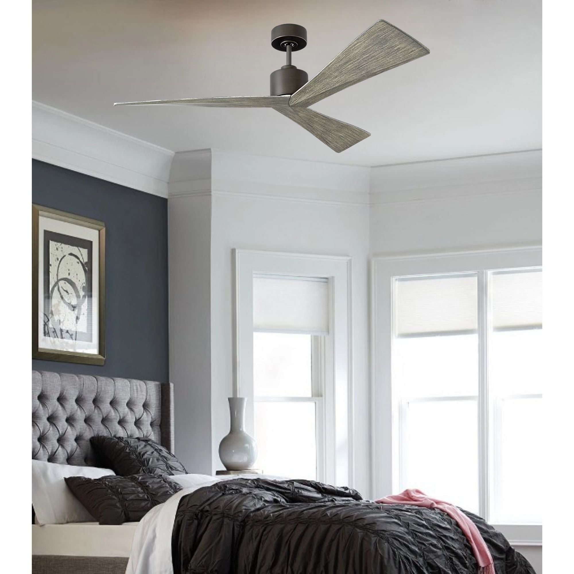 Adler 52" Aged Pewter & Grey Oak Ceiling Fan with Remote
