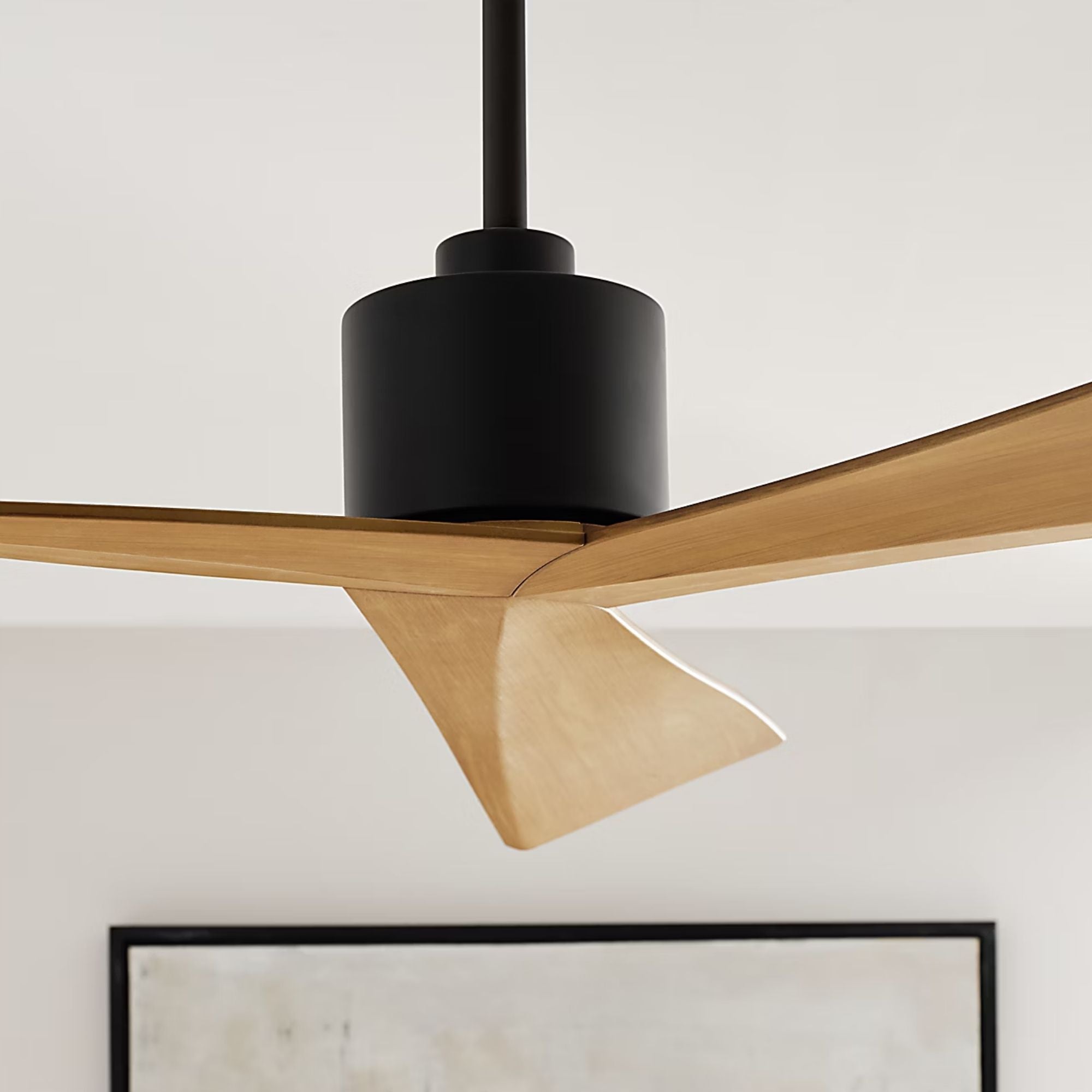 Adler 52" Midnight Black & Natural Honey Ceiling Fan with Remote