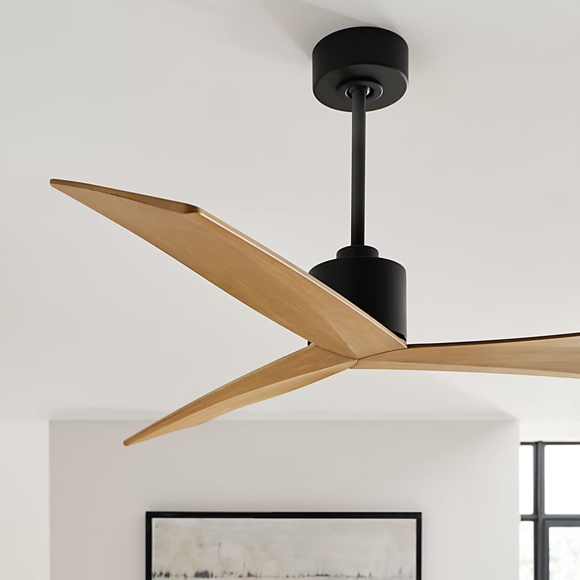 Adler 52" Midnight Black & Natural Honey Ceiling Fan with Remote