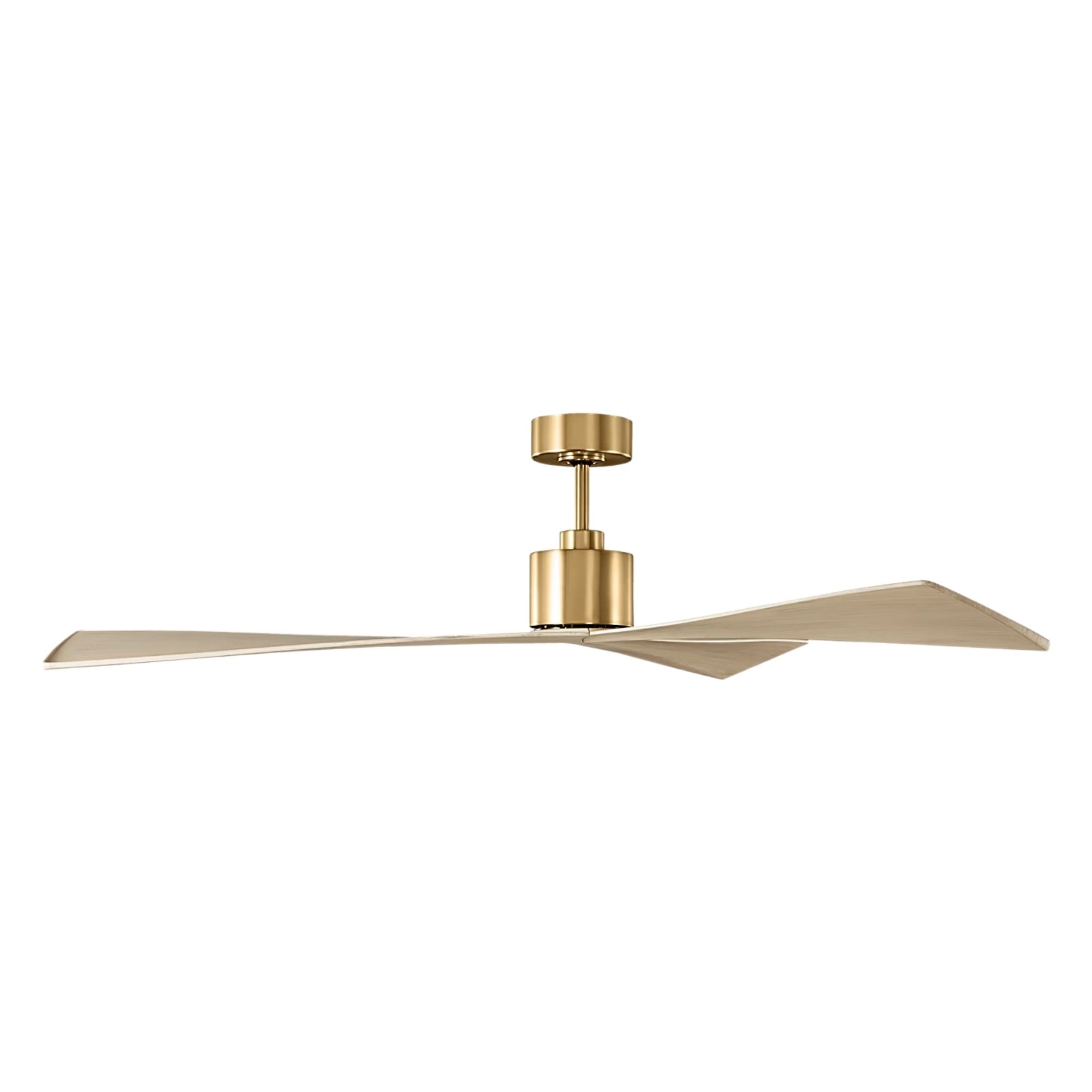 Adler 60" Burnished Brass & White Oak Ceiling Fan with Remote